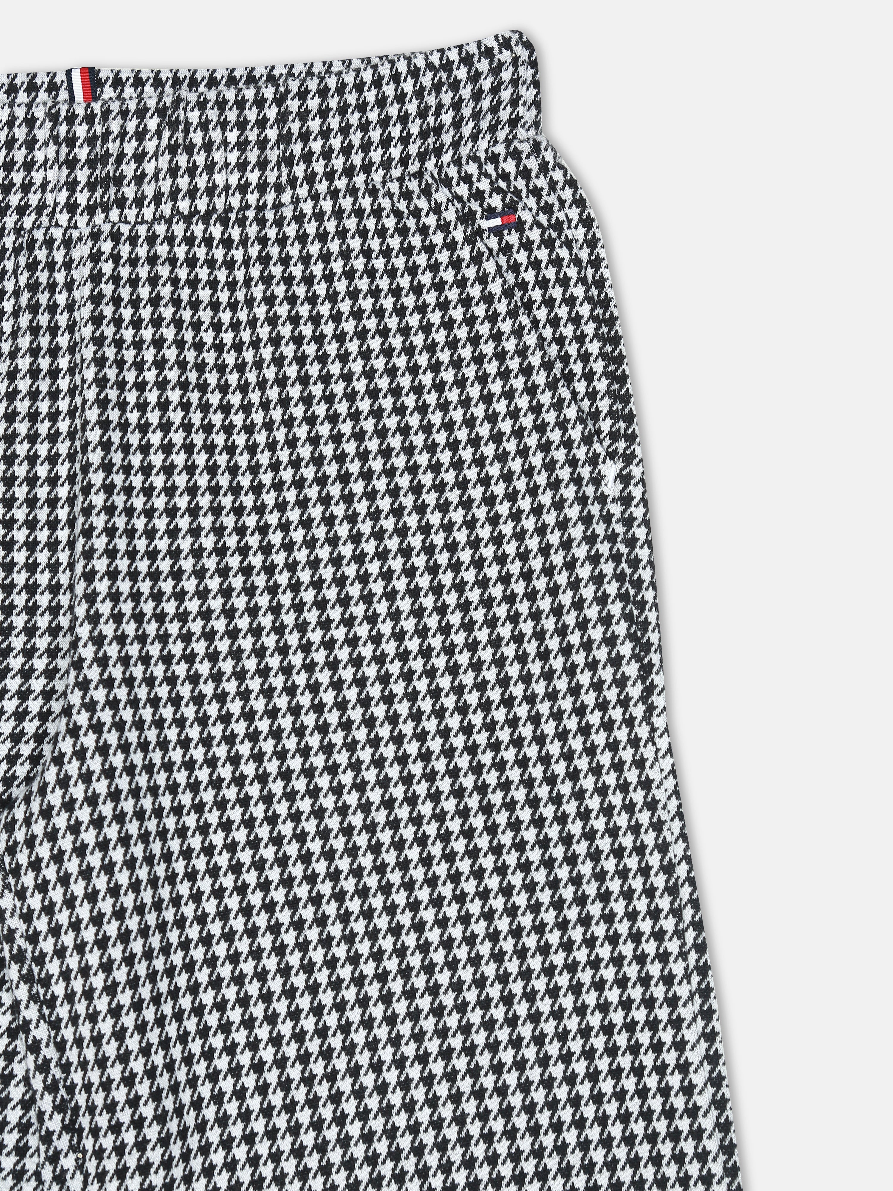 Girls Black Checked Cotton Casual Elasticated Bottom