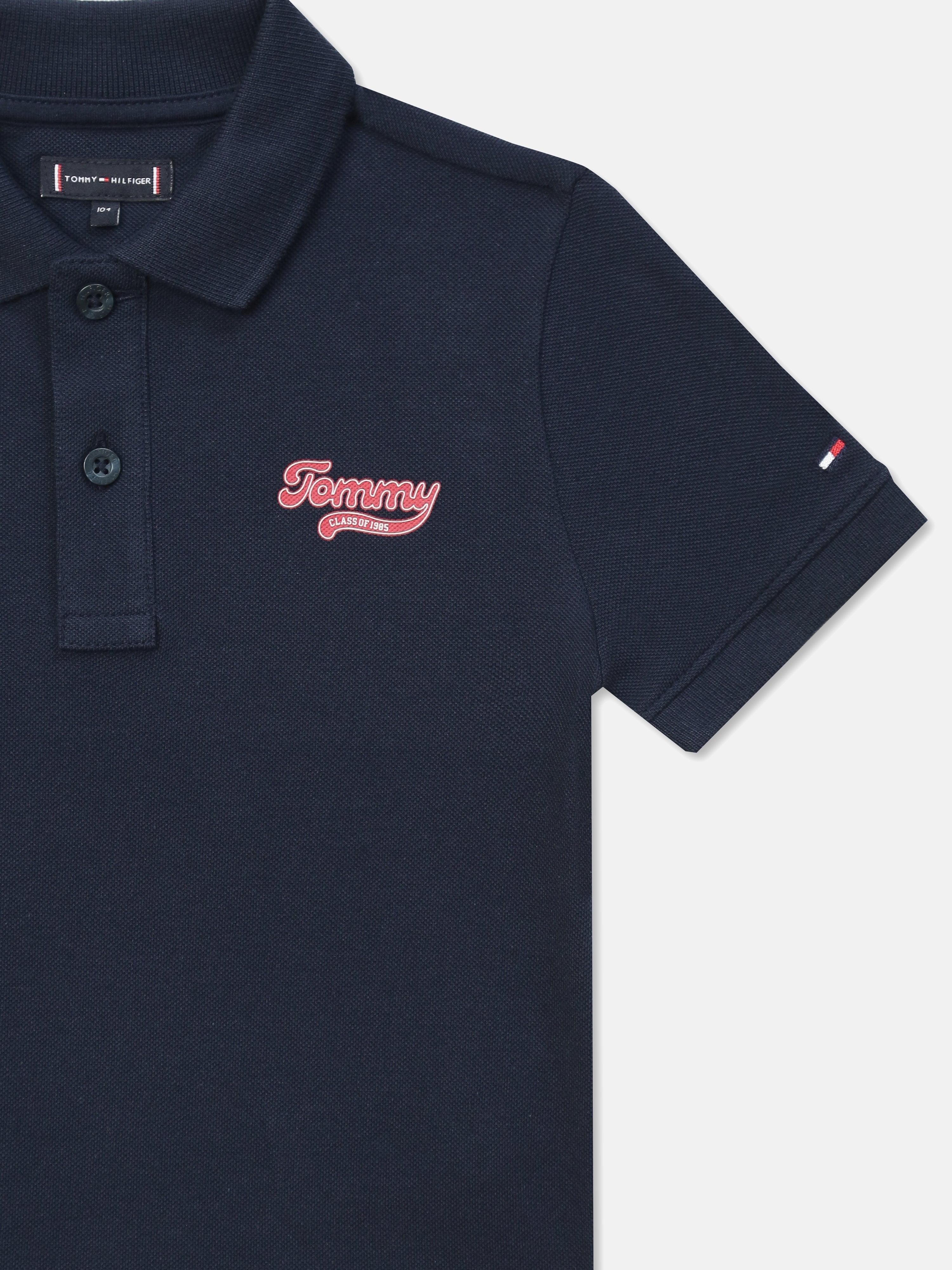 Boys Navy Solid Cotton Polo T-Shirt