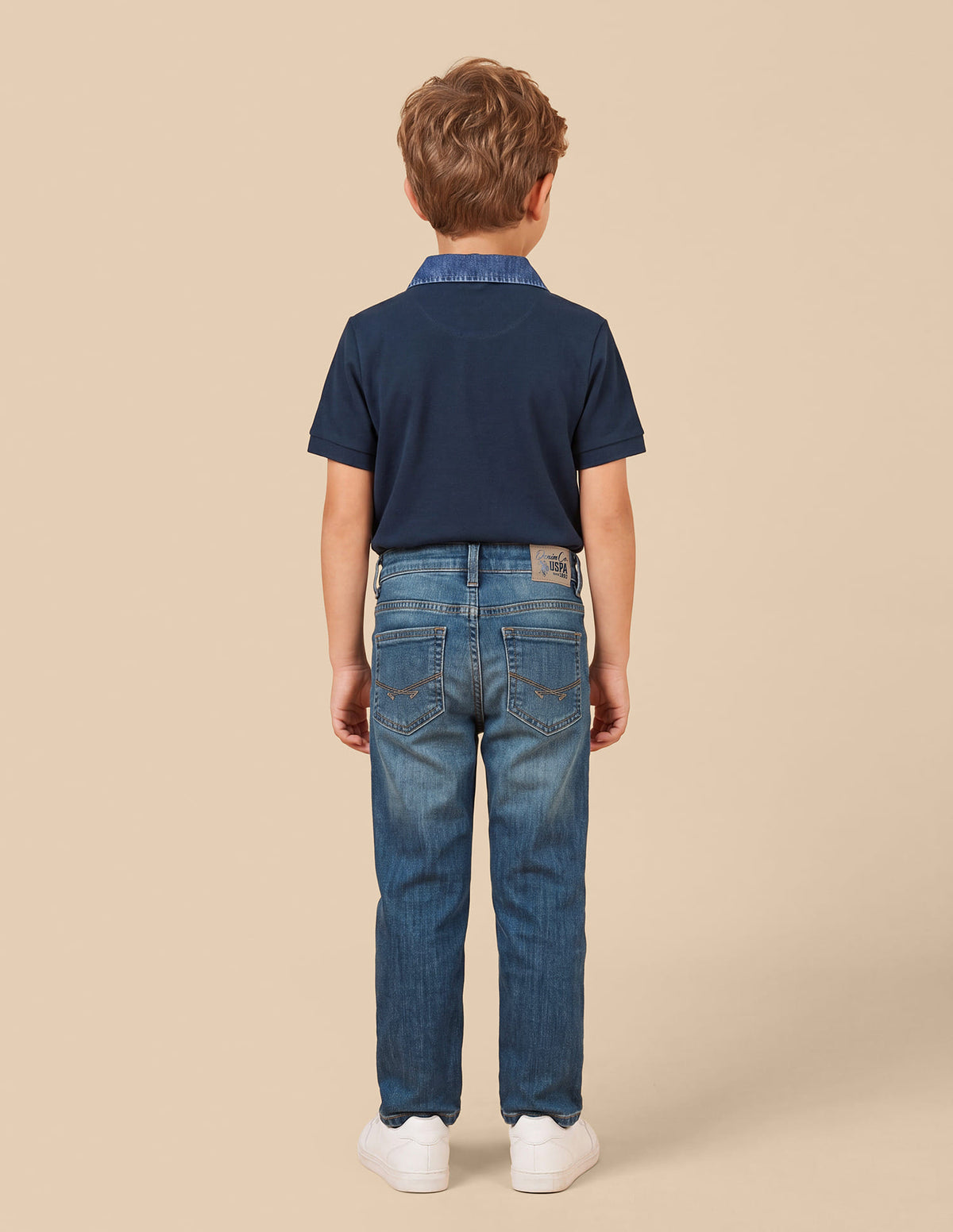 Boys Tinted Blue Relaxed Fit Whiskered Jeans