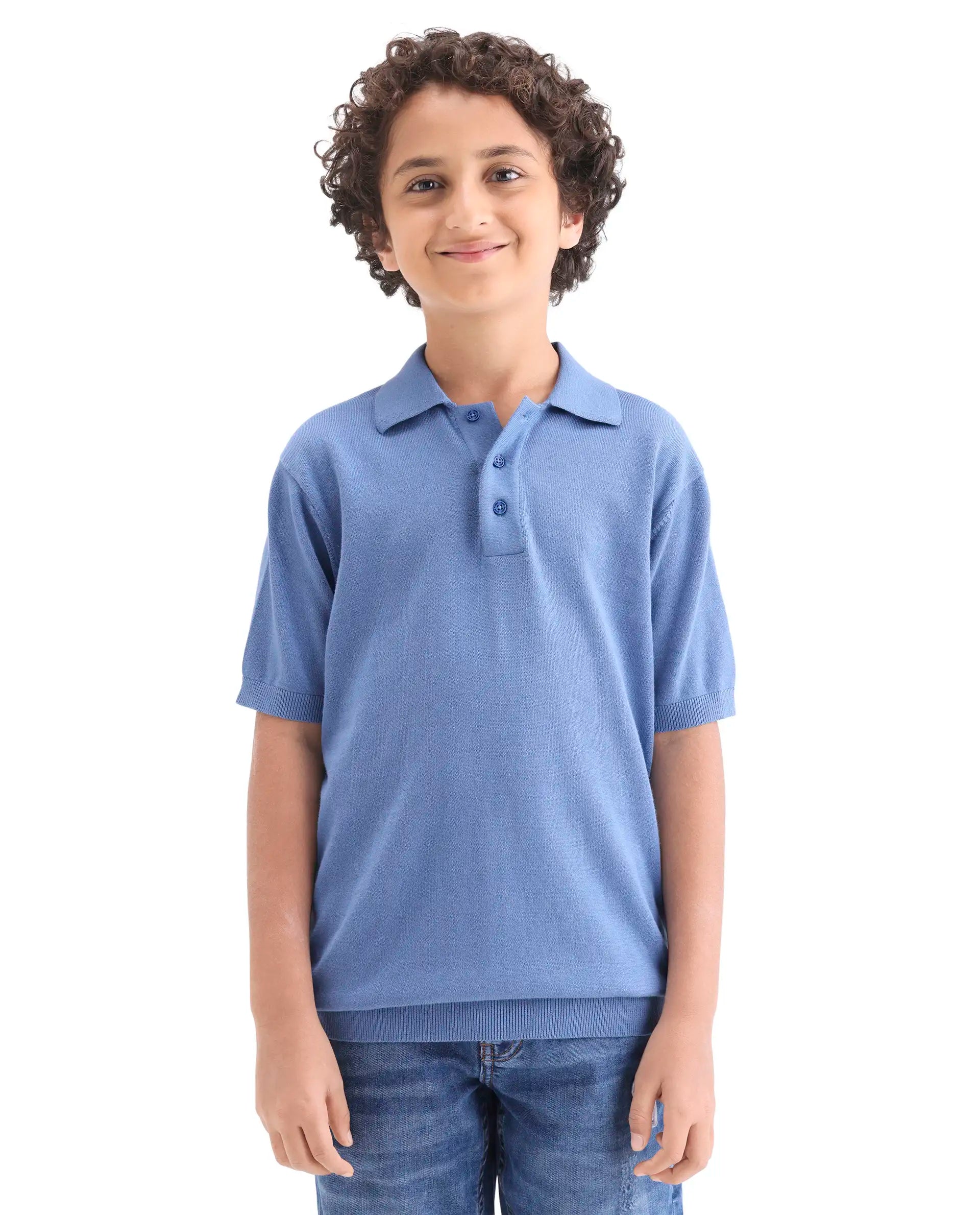 Rare Ones Boys Blue Cotton Regular Fit Polo