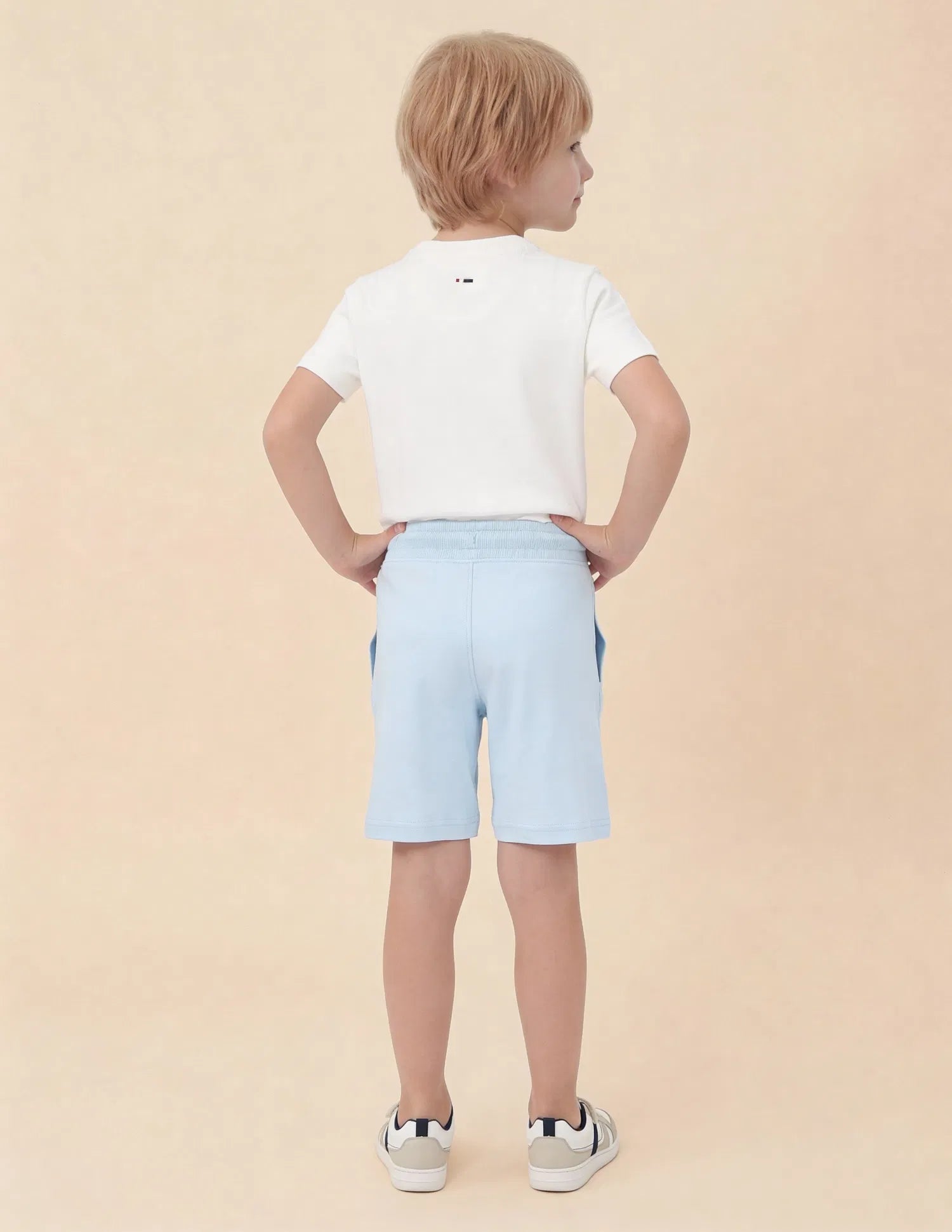 Boys Orange Vertical Stripe Cotton Blend Shorts Regular Fit