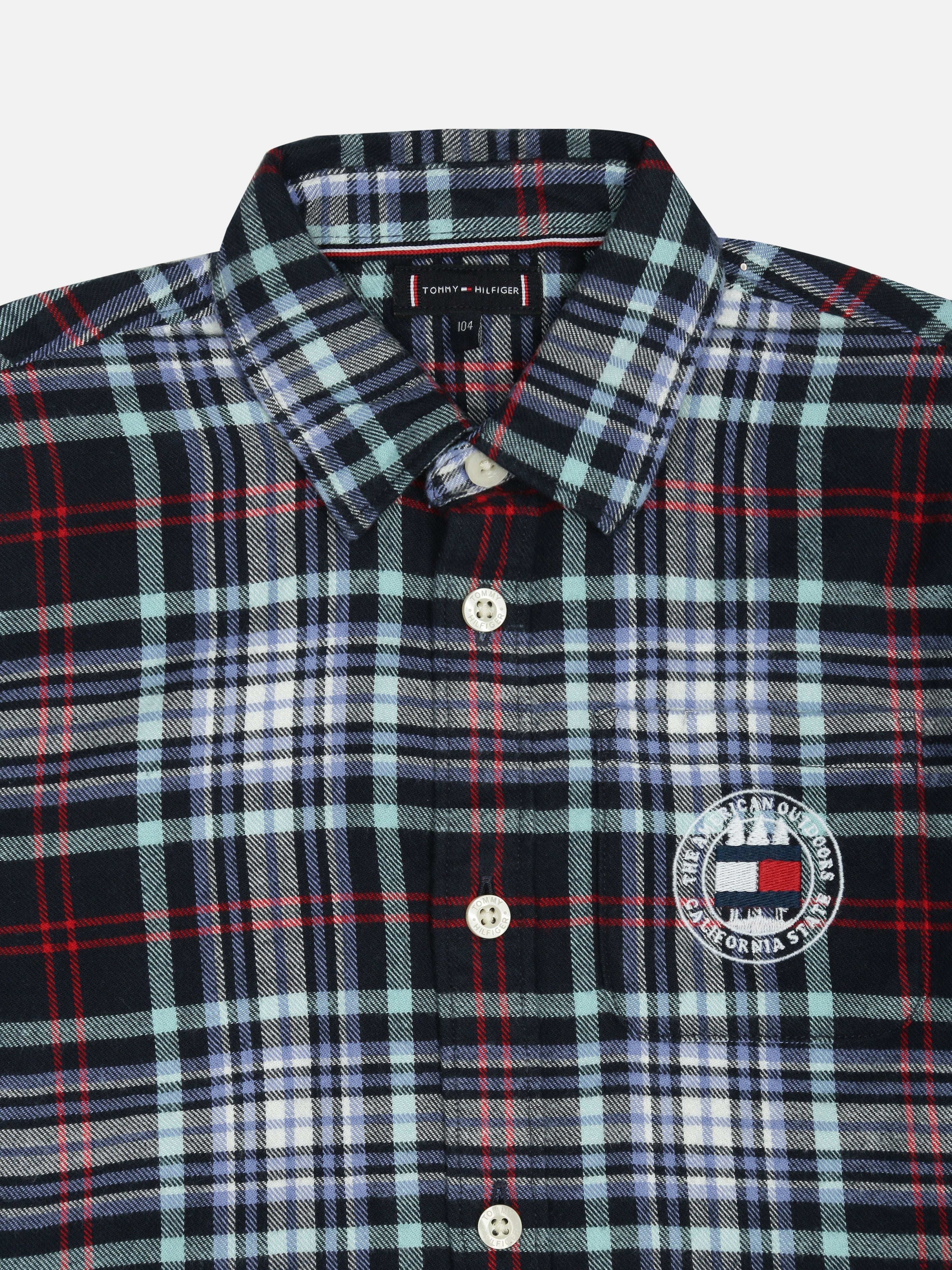 Boys Blue Checked Regular Fit Shirt Collar Woven Top