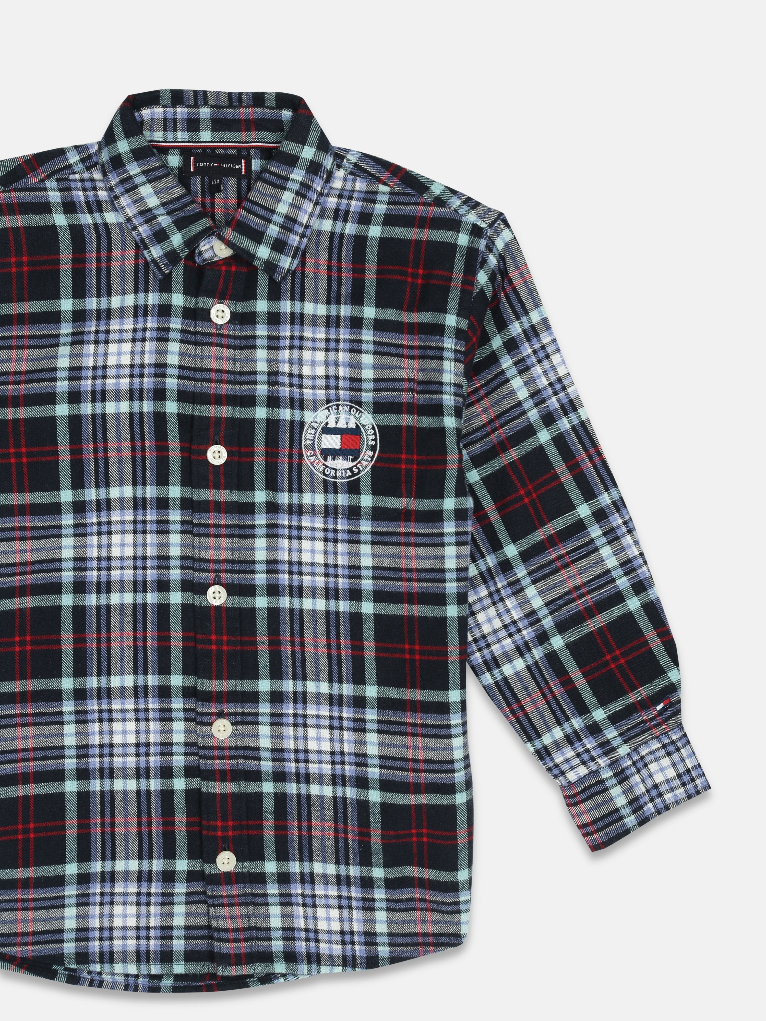 Boys Blue Checked Cotton Shirt
