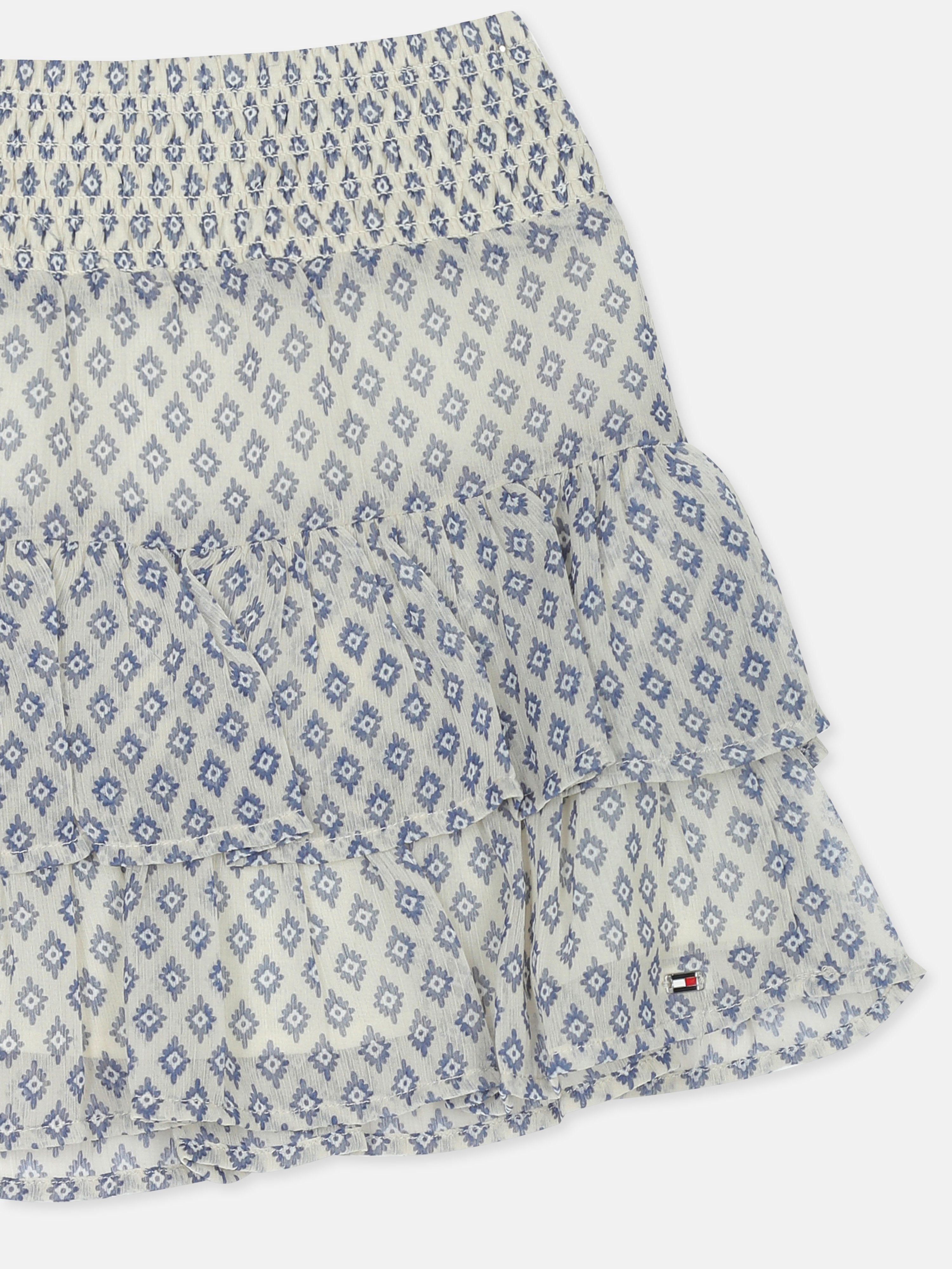 Girls White Printed Recycled Polyester Casual Bottom