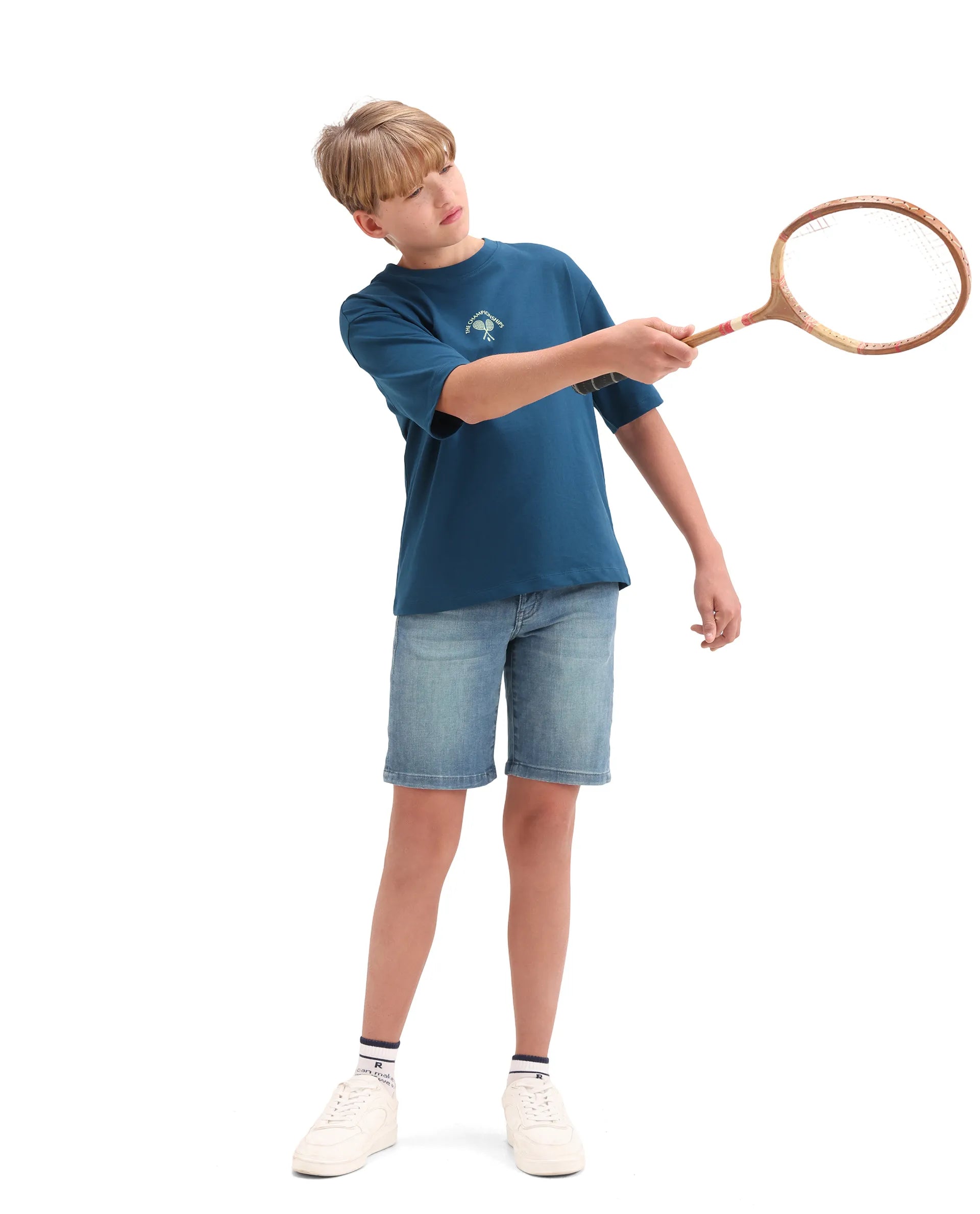 Boys Dark Teal Oversized HD Print T-Shirt