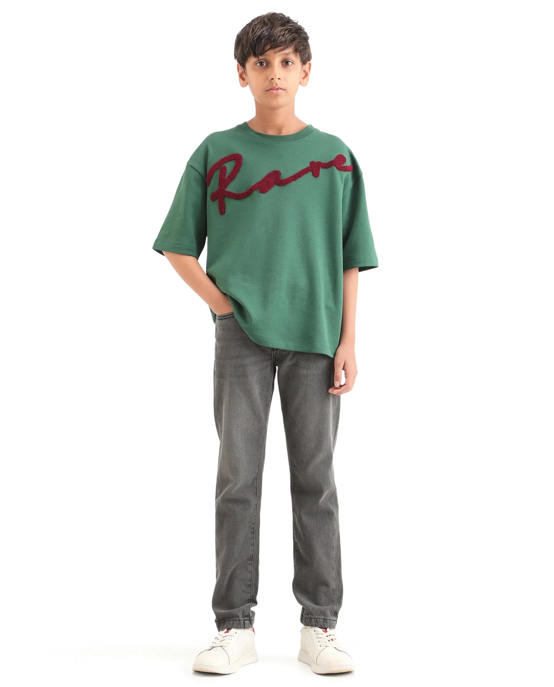 Boys Grey Slim Fit Button-Zip Cotton Jeans