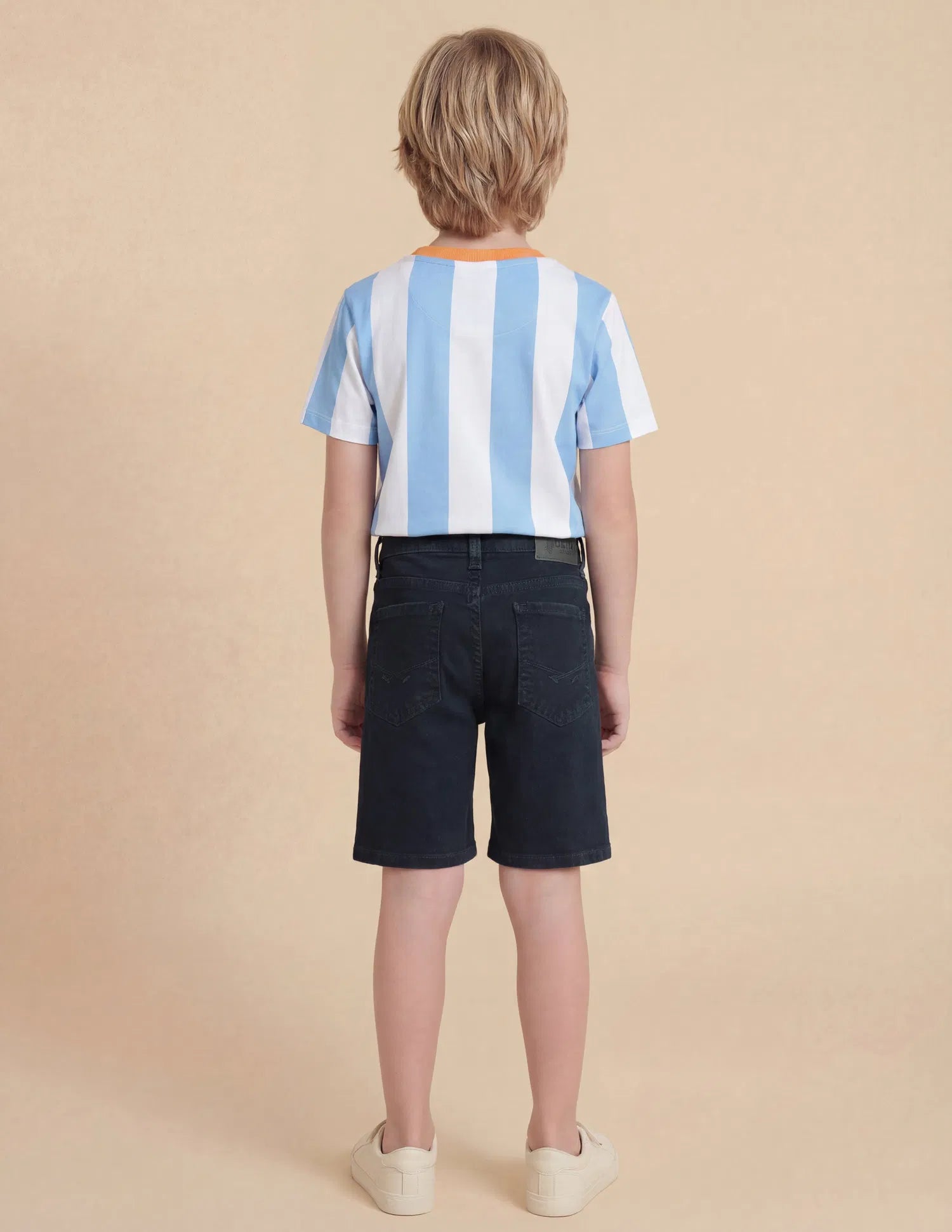 Boys Navy Cotton Solid Shorts Regular Fit