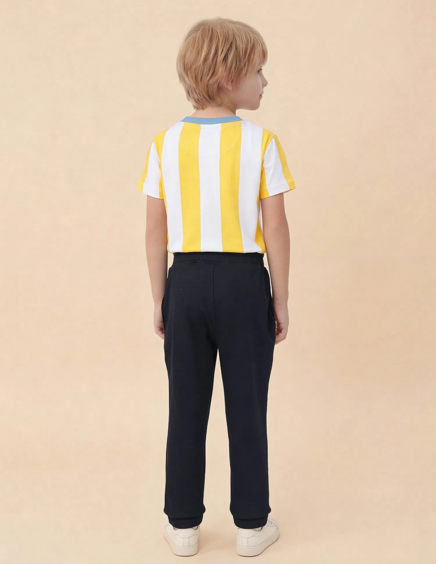 Boys Navy Cotton Solid Joggers Regular Fit