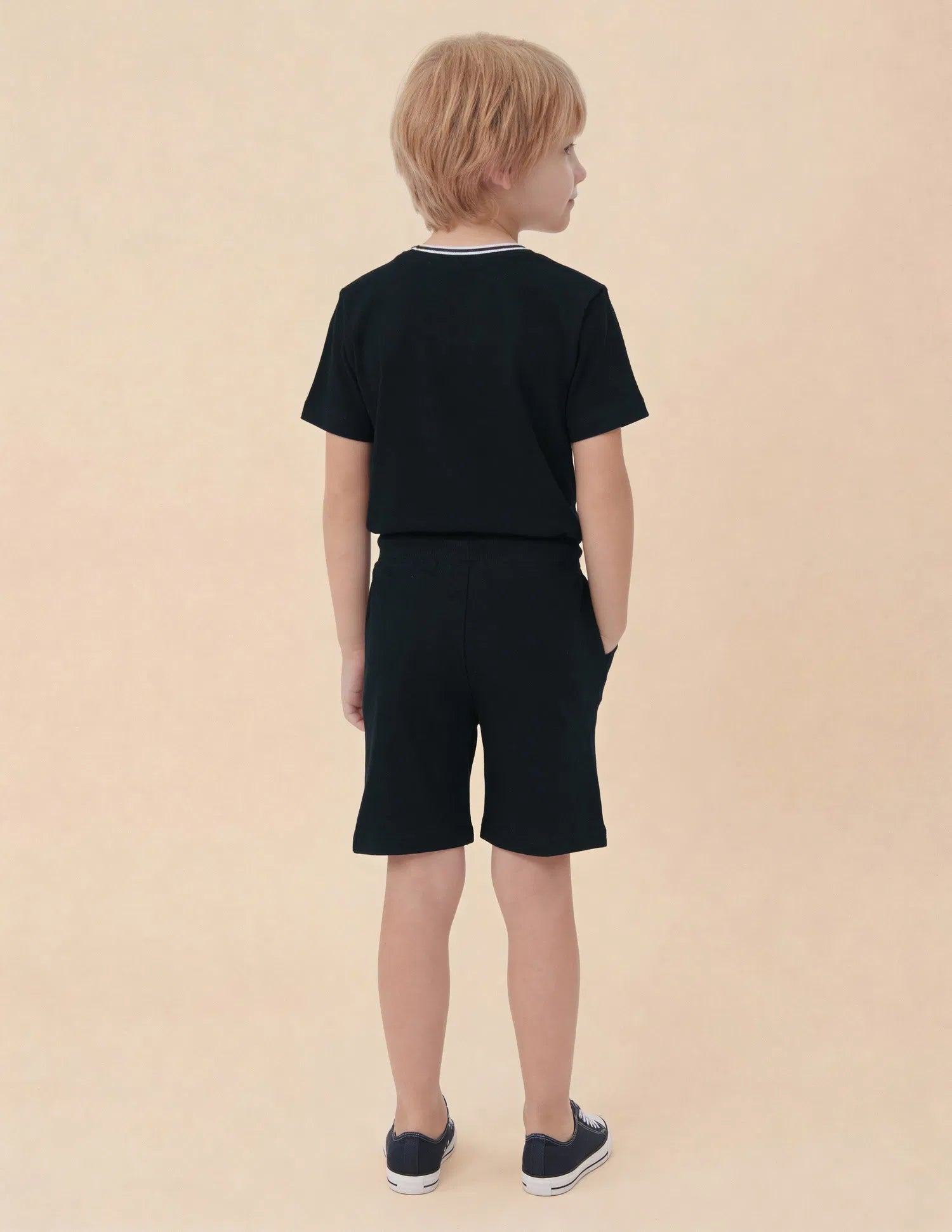 Boys Navy Cotton Embroidered Shorts Regular Fit