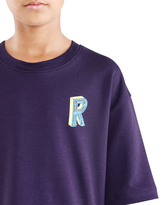Rare Ones Boys Purple Puff Print Boxy Fit T-Shirt