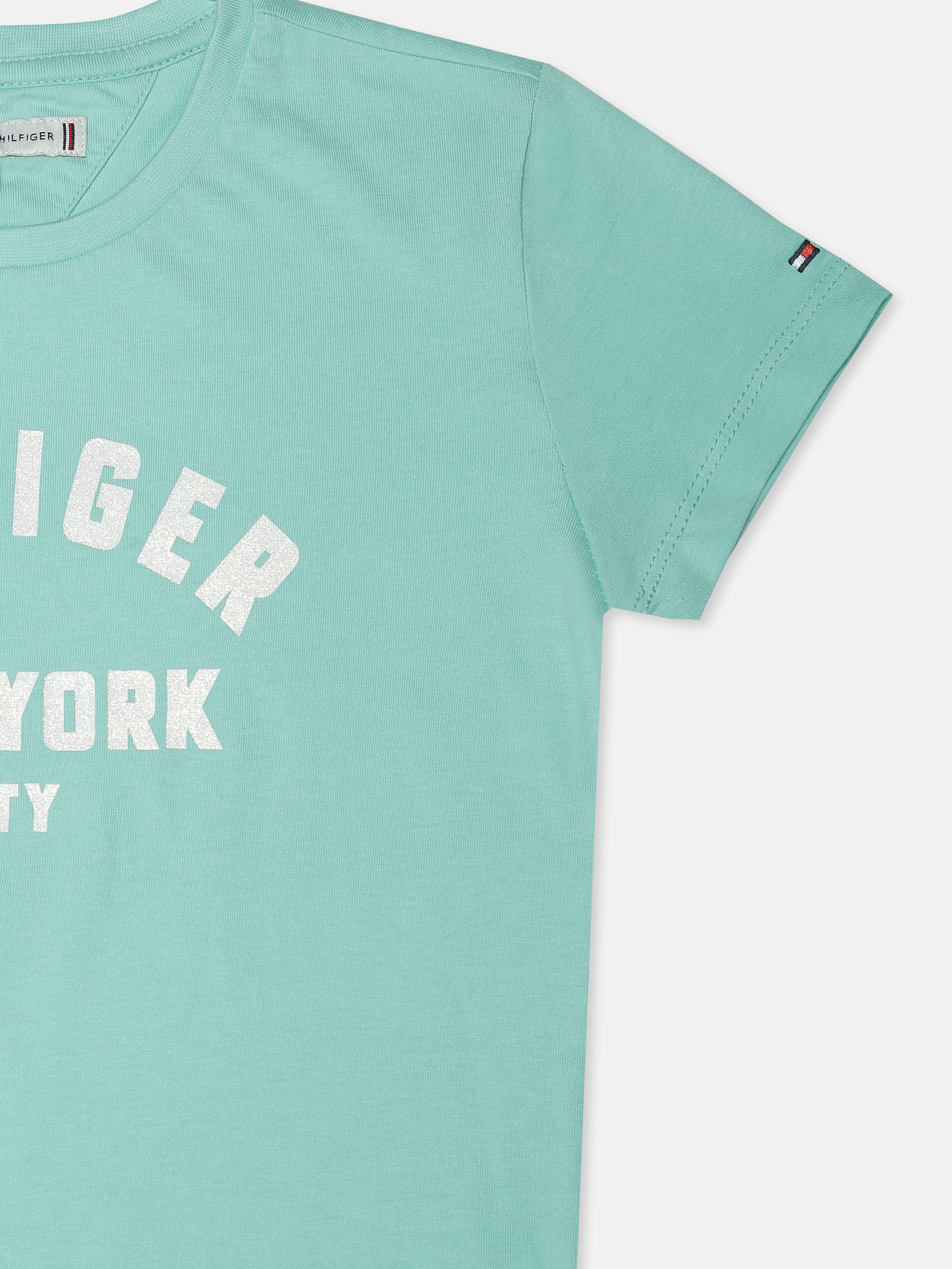 Girls Green Logo Regenerative Cotton Casual Knit Top