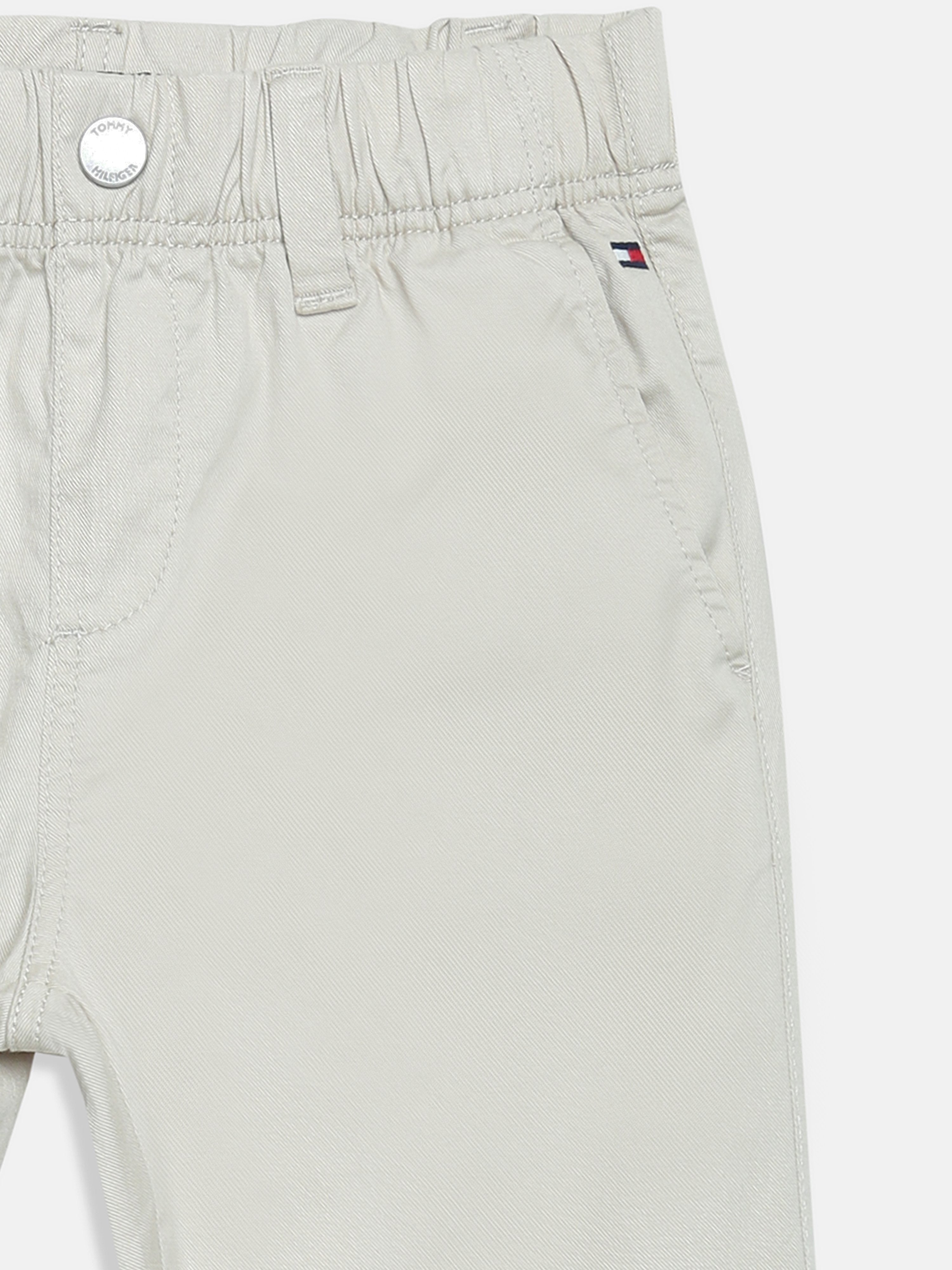Boys Beige Solid Elasticated Regular Fit Casual Pants
