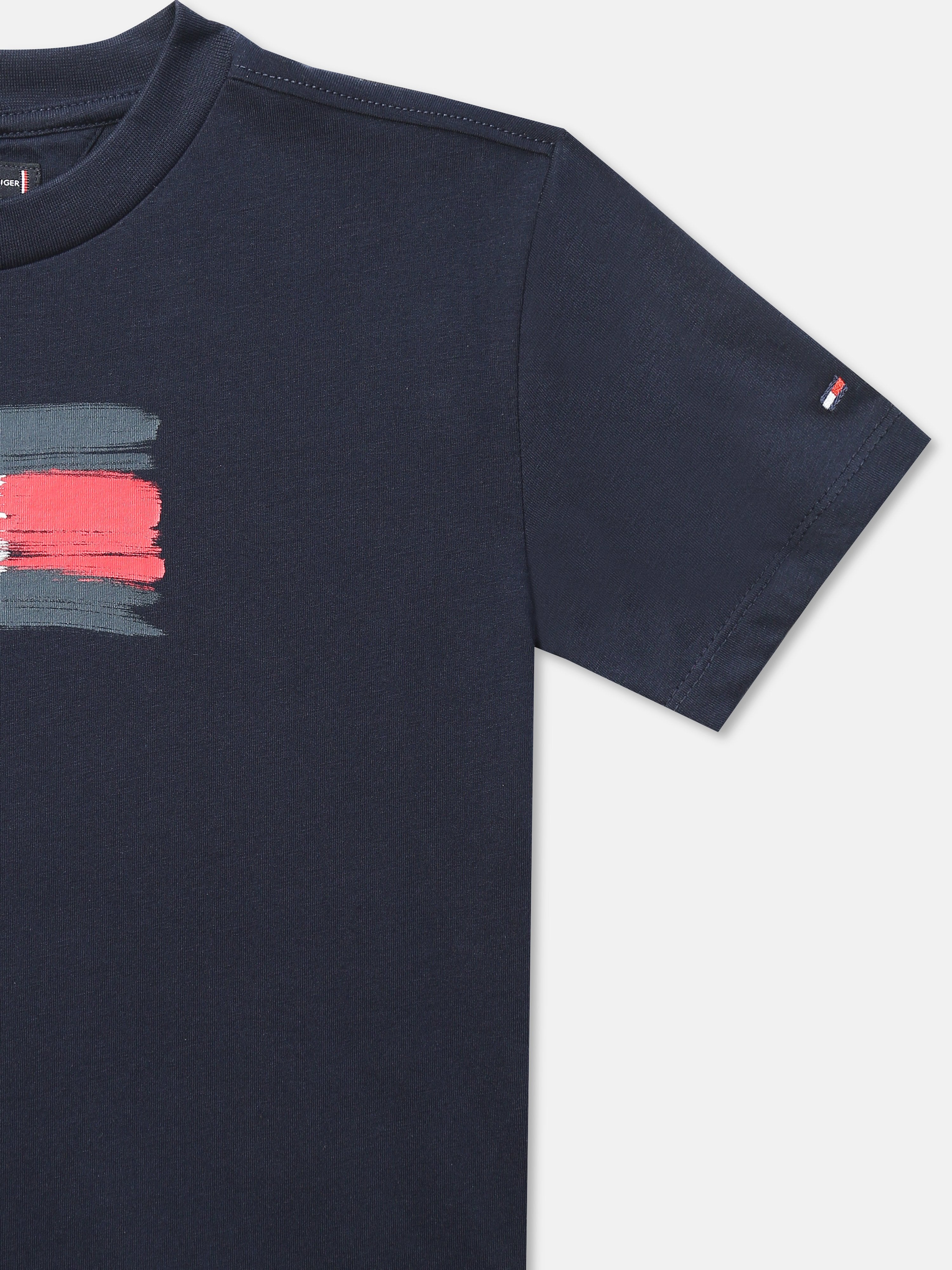 Boys Navy Logo Cotton Knit T-Shirt