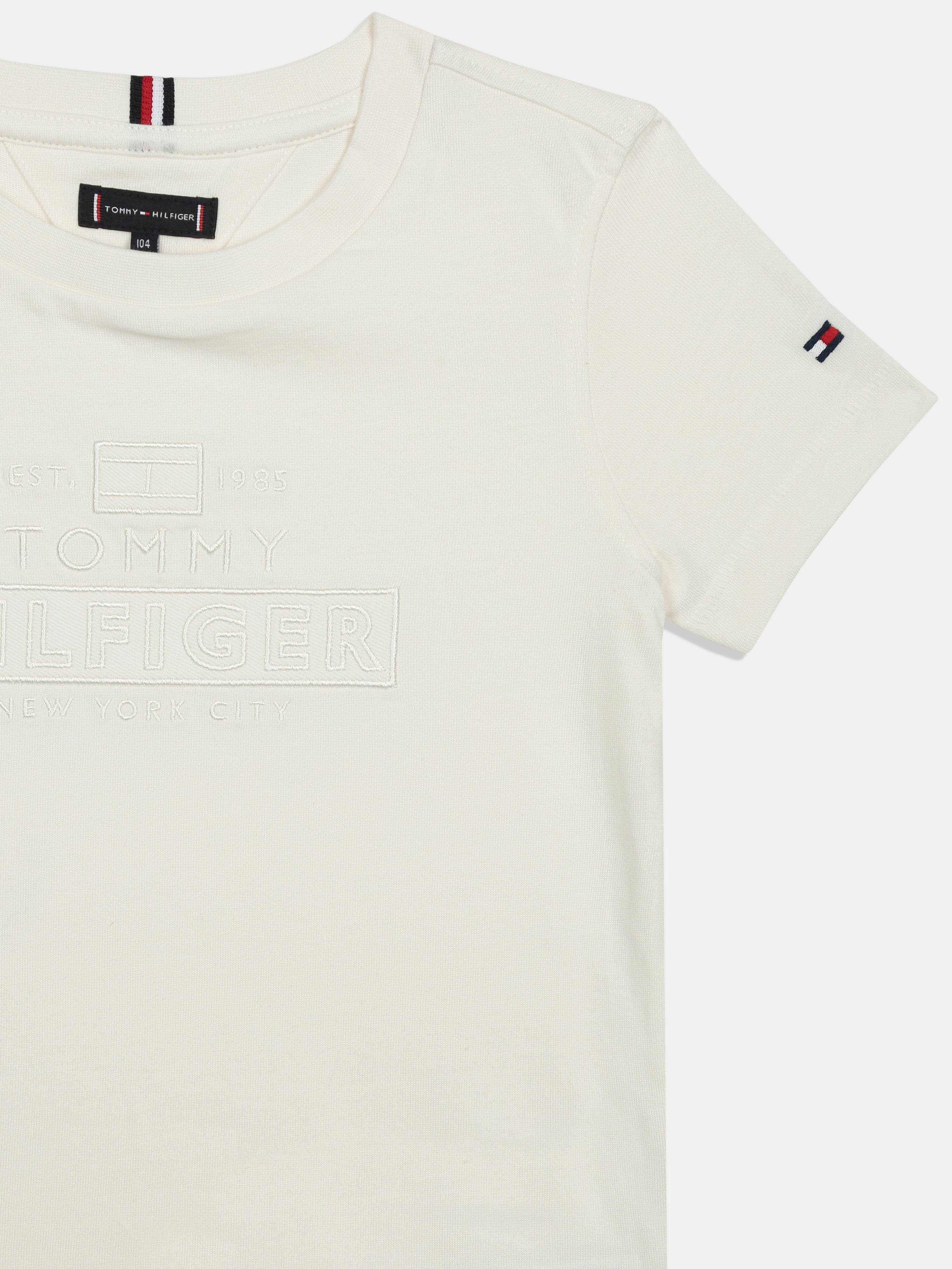 Boys White Logo Cotton Knit Top