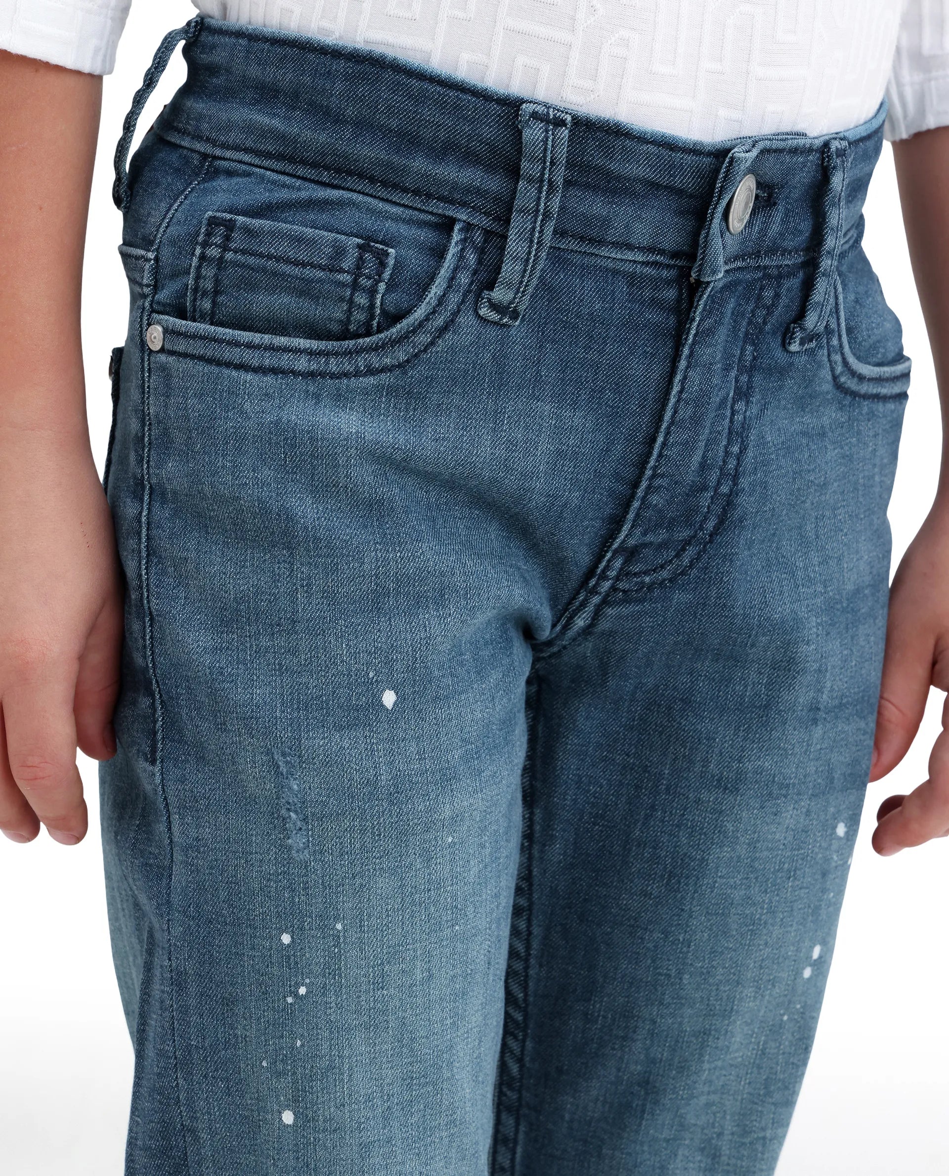Rare Ones Boys Dark Blue Relaxed Fit Cotton Blend Jeans