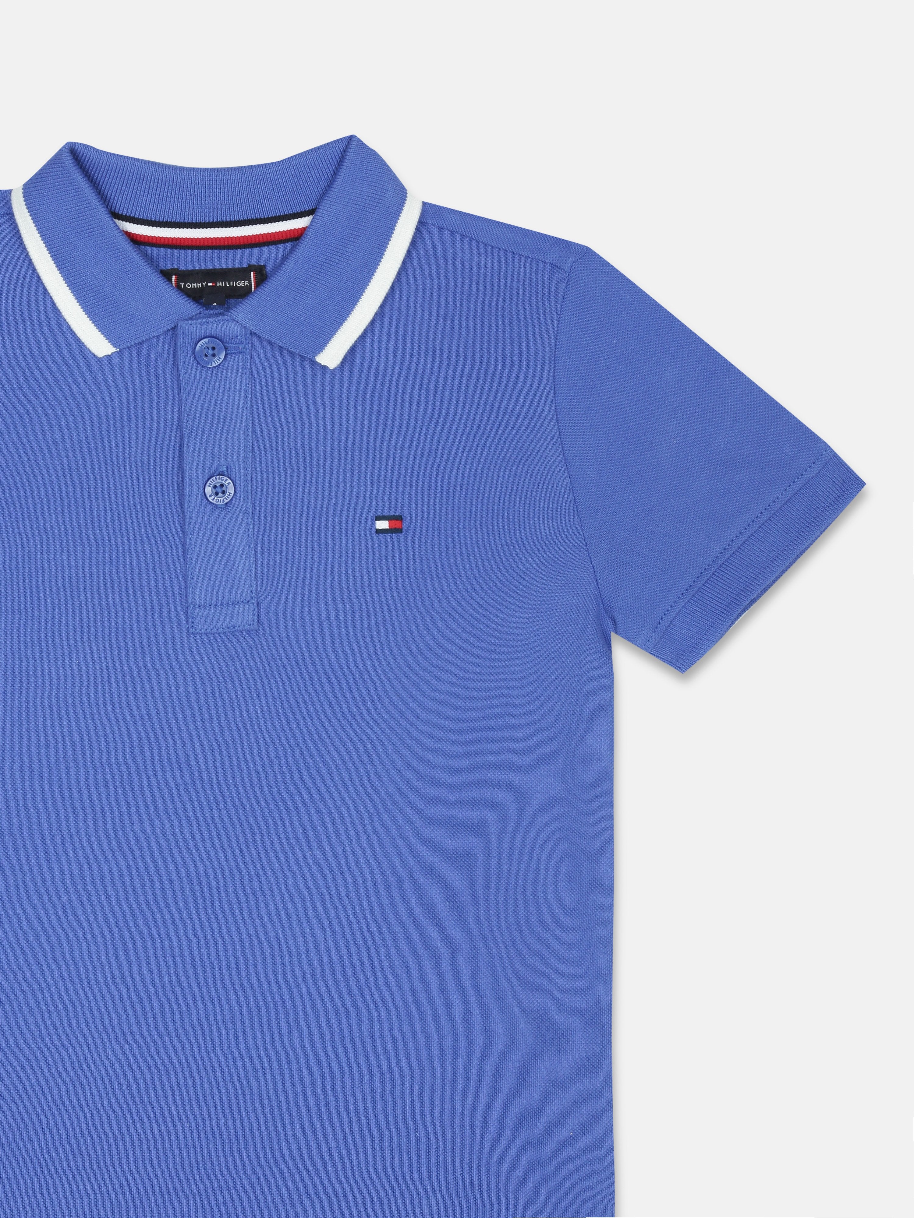 Boys Blue Graphic Detail Polo Knit T-Shirt