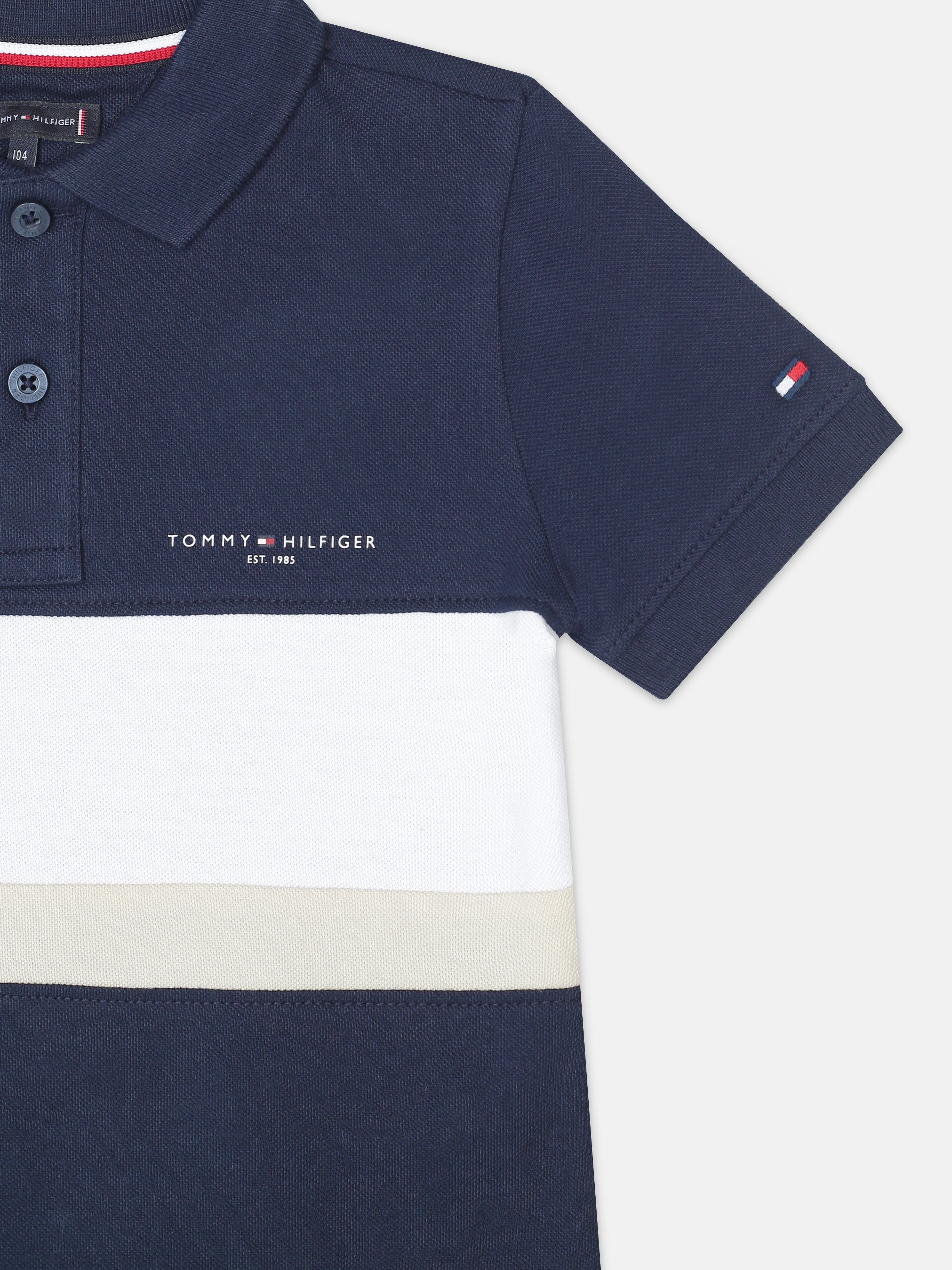 Boys Navy Colorblock Polo Knit T-Shirt