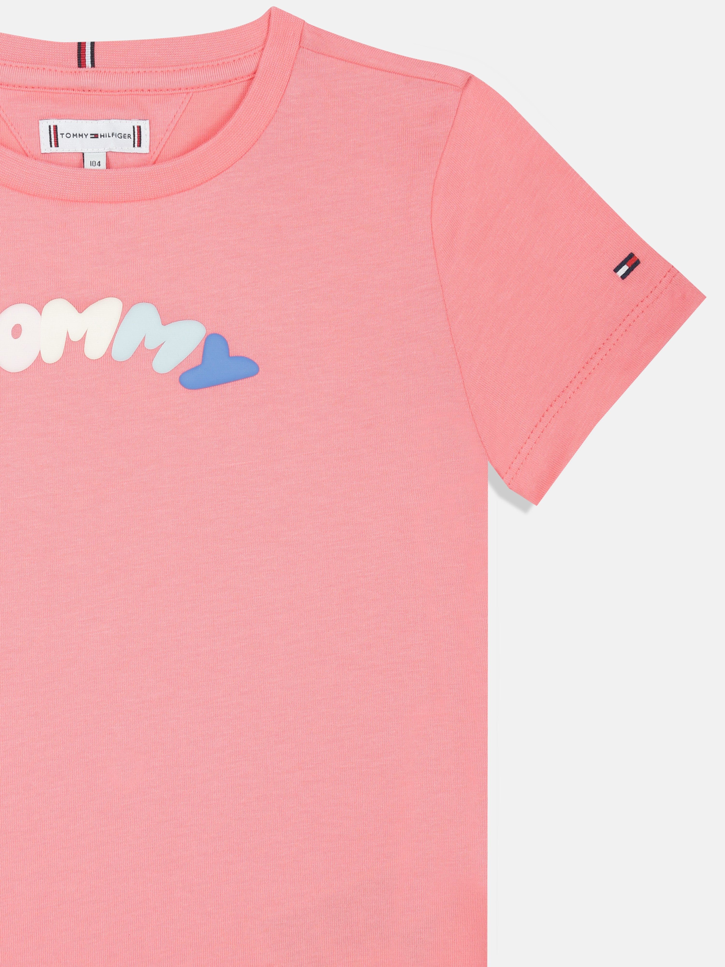 Girls Pink Logo Crew Neck Knit T-Shirt