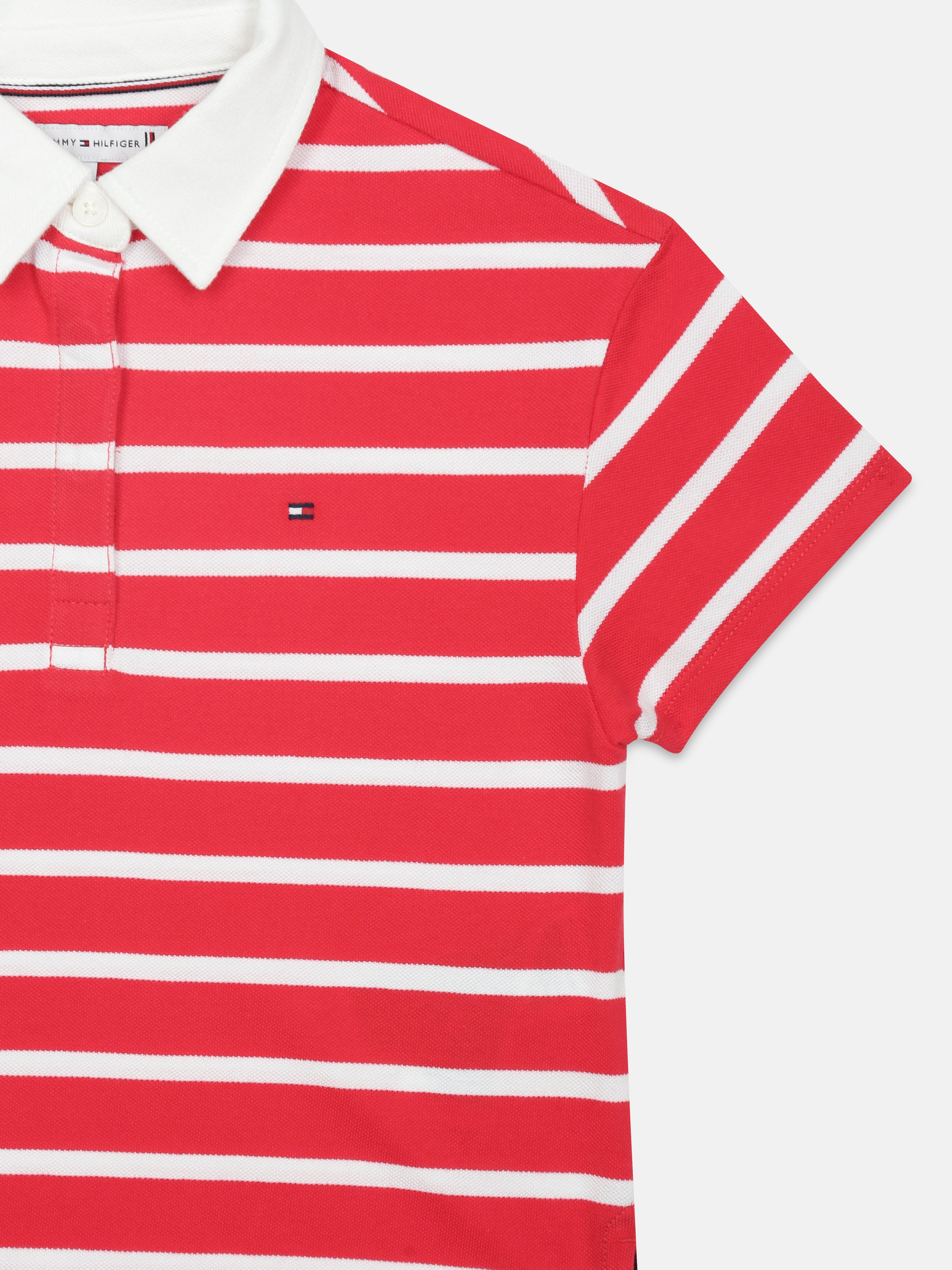 Boys Red Striped Polo Knit T-Shirt