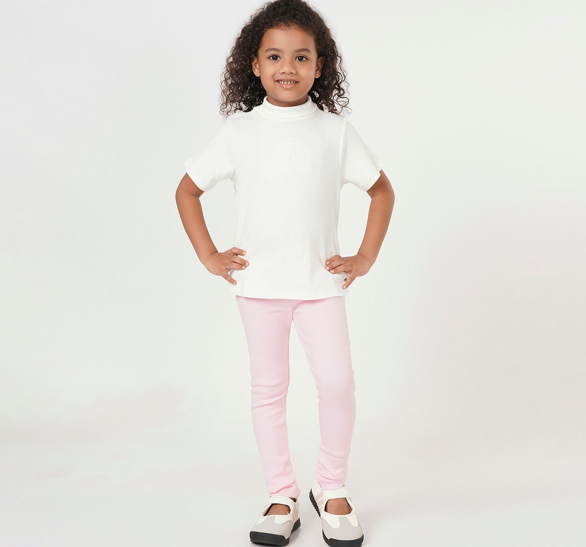 Girls Pink Soft Stretch Rib Leggings