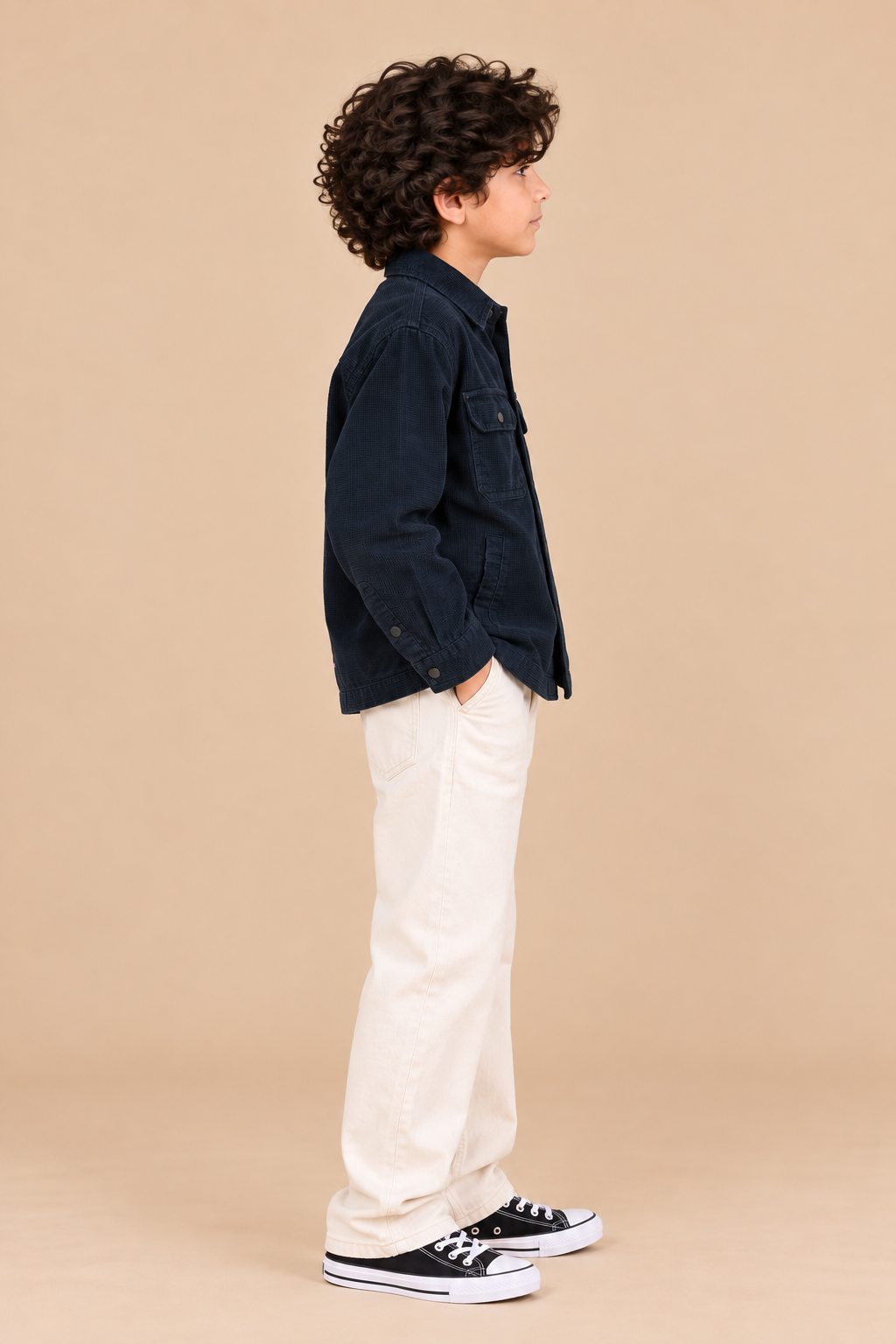 Boys Embroidered Logo Relaxed Fit Shirt Dark Night Navy