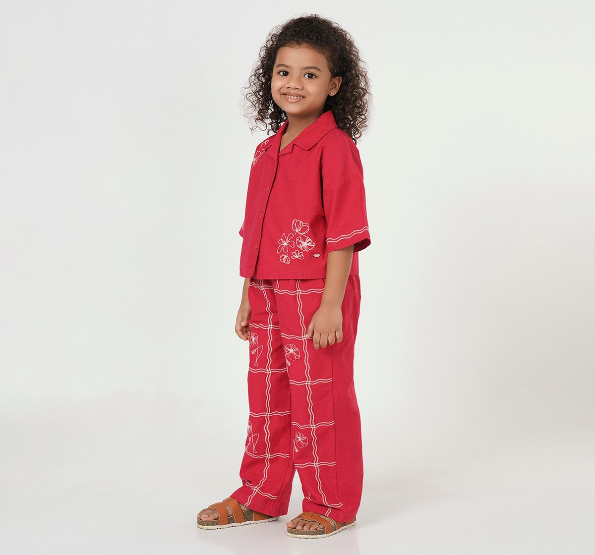 Embroidered Shirt and Bottom Set