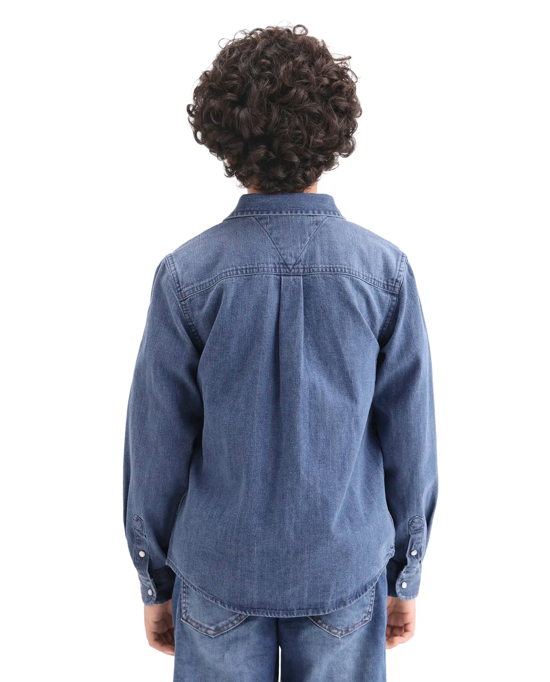 Rare Ones Boys Light Blue Cotton Snap Button Shirt