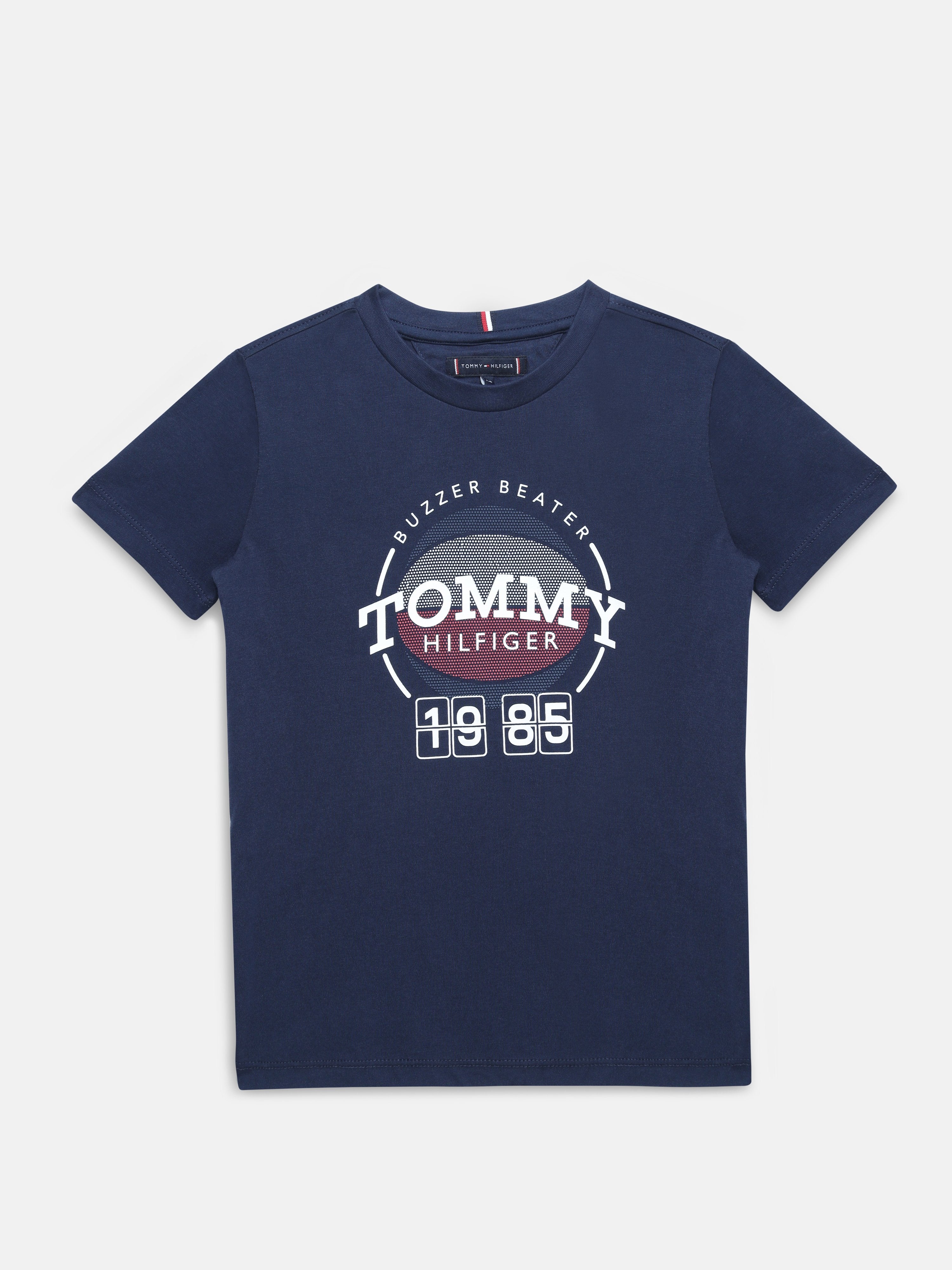 Boys Navy Logo Crew Neck Knit T-Shirt