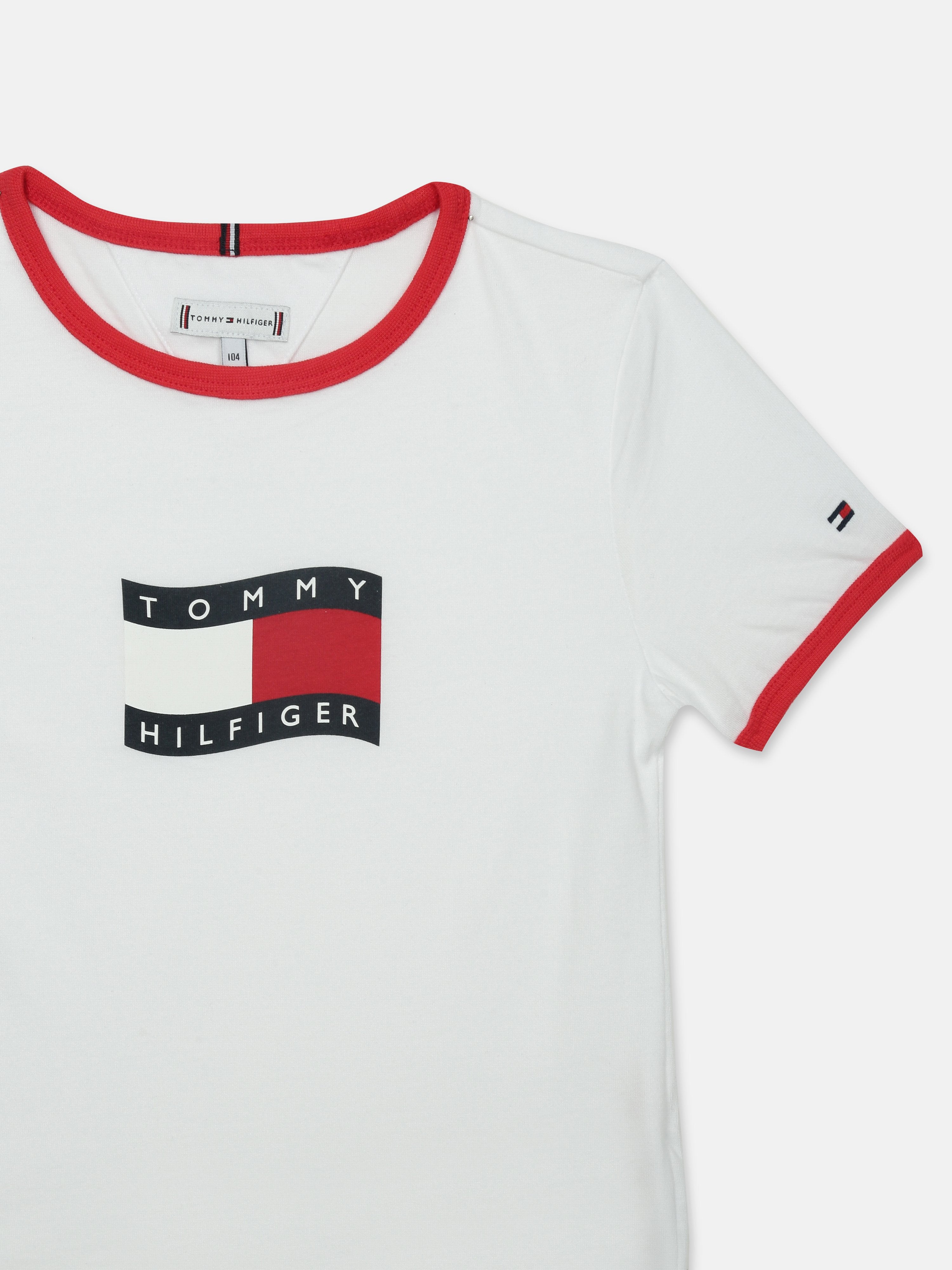 Girls White Logo Crew Neck Knit T-Shirt