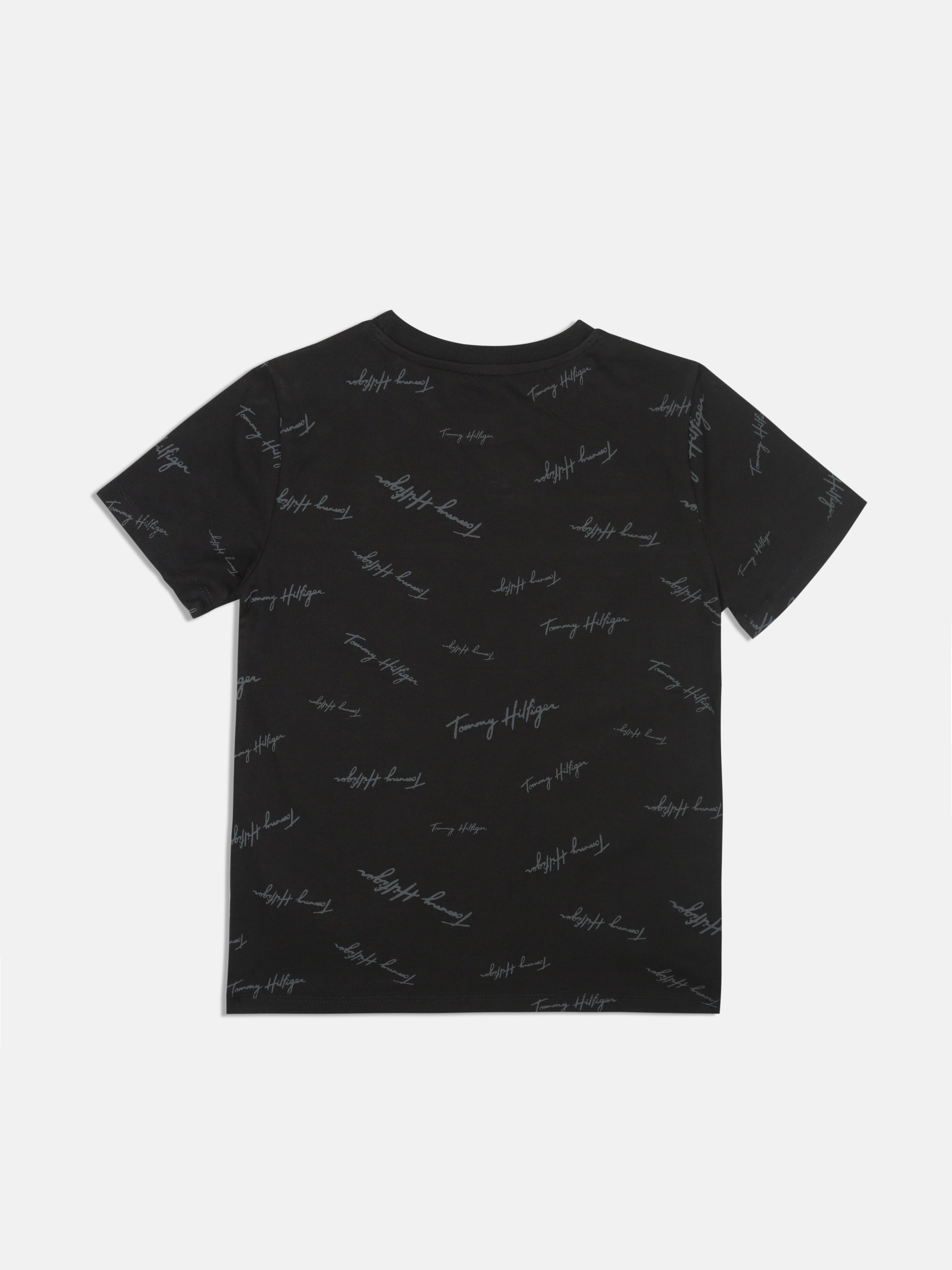 Boys Black Logo Cotton Regular Fit T-Shirt