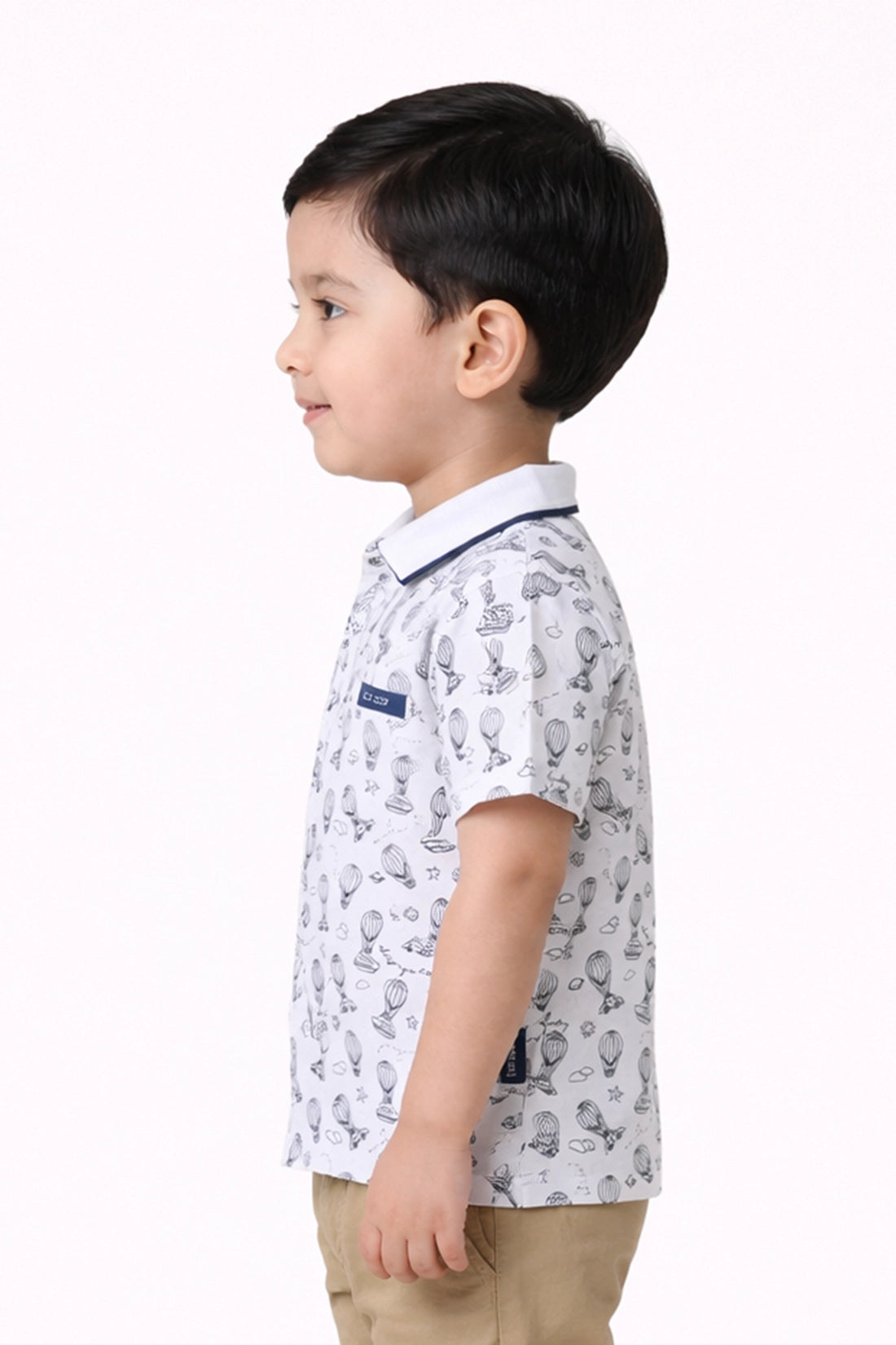 Baby Boys White Abstract Printed Cotton Shirt