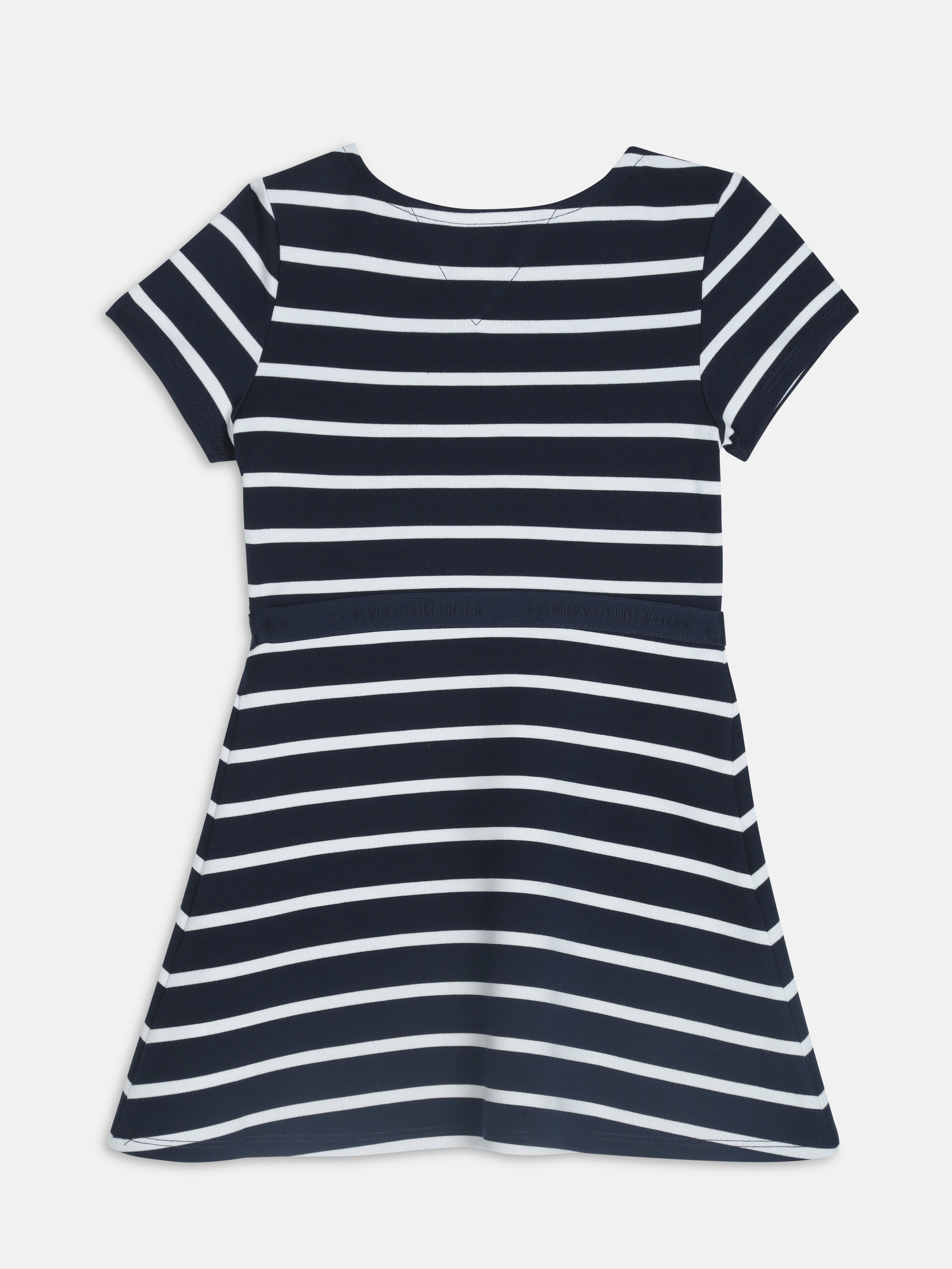Girls Navy Striped Modal Blend Casual Knit Dress