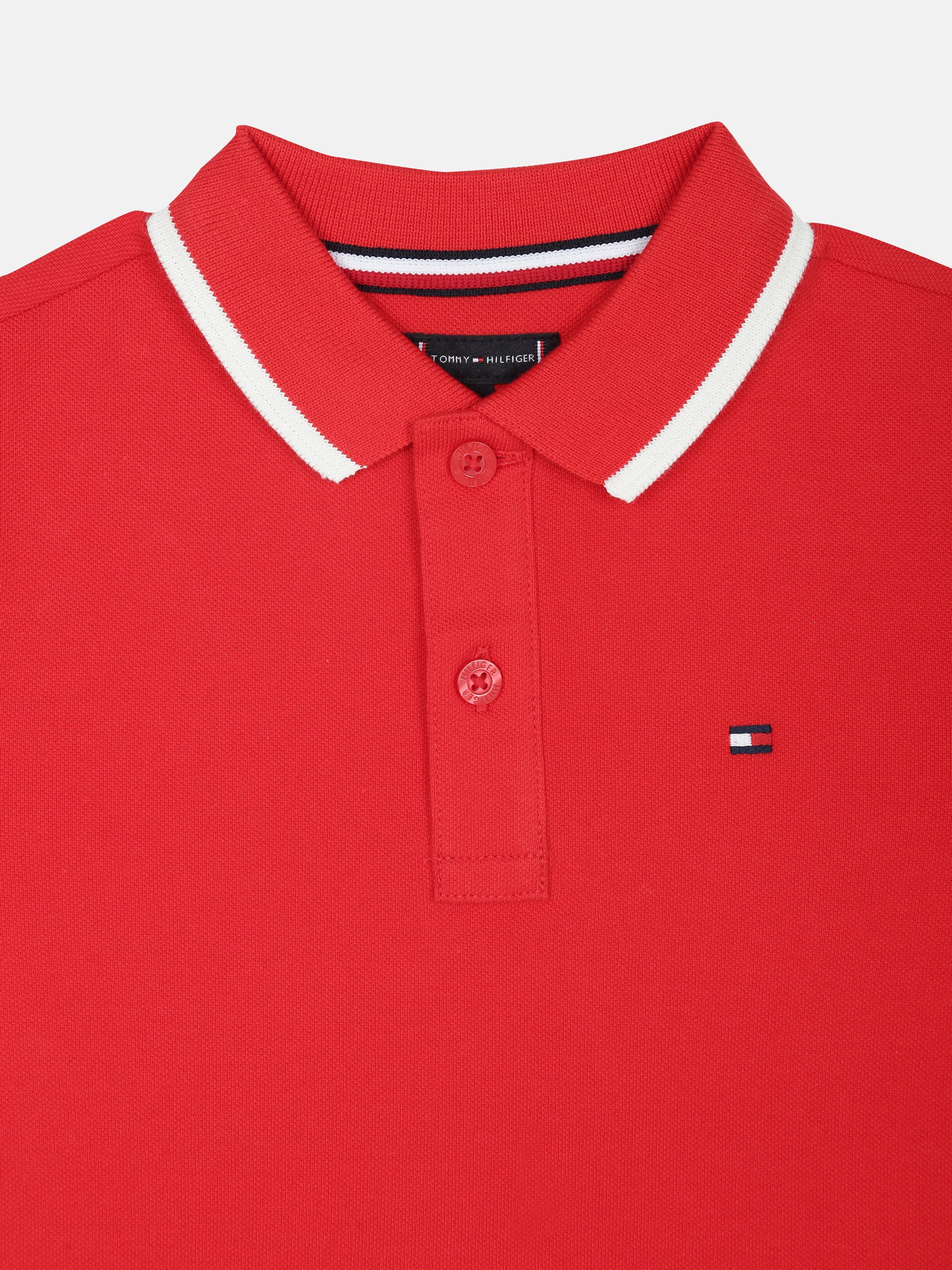 Boys Red Graphic Polo Collar Knit T-Shirt