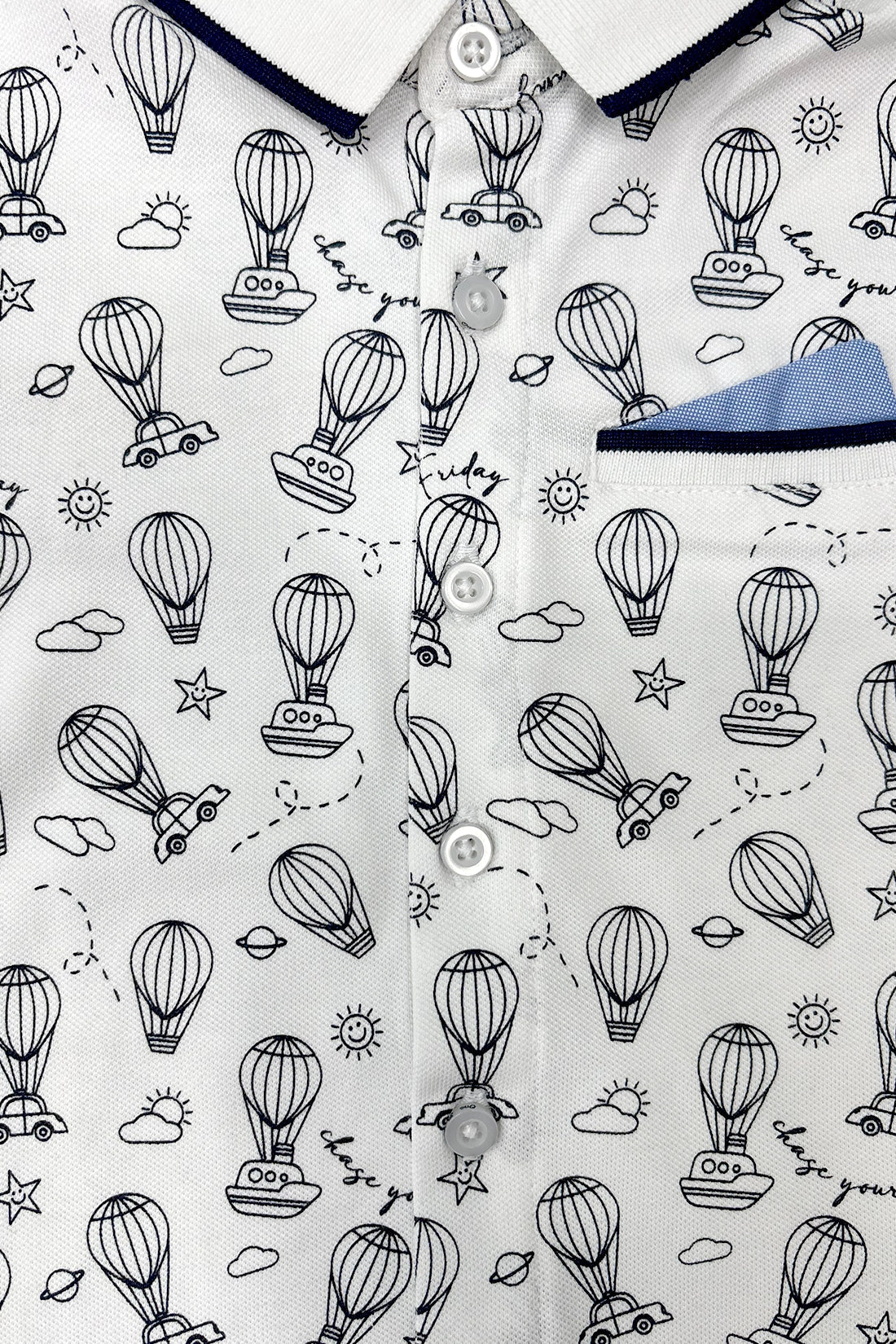 Baby Boys White Abstract Printed Cotton Shirt
