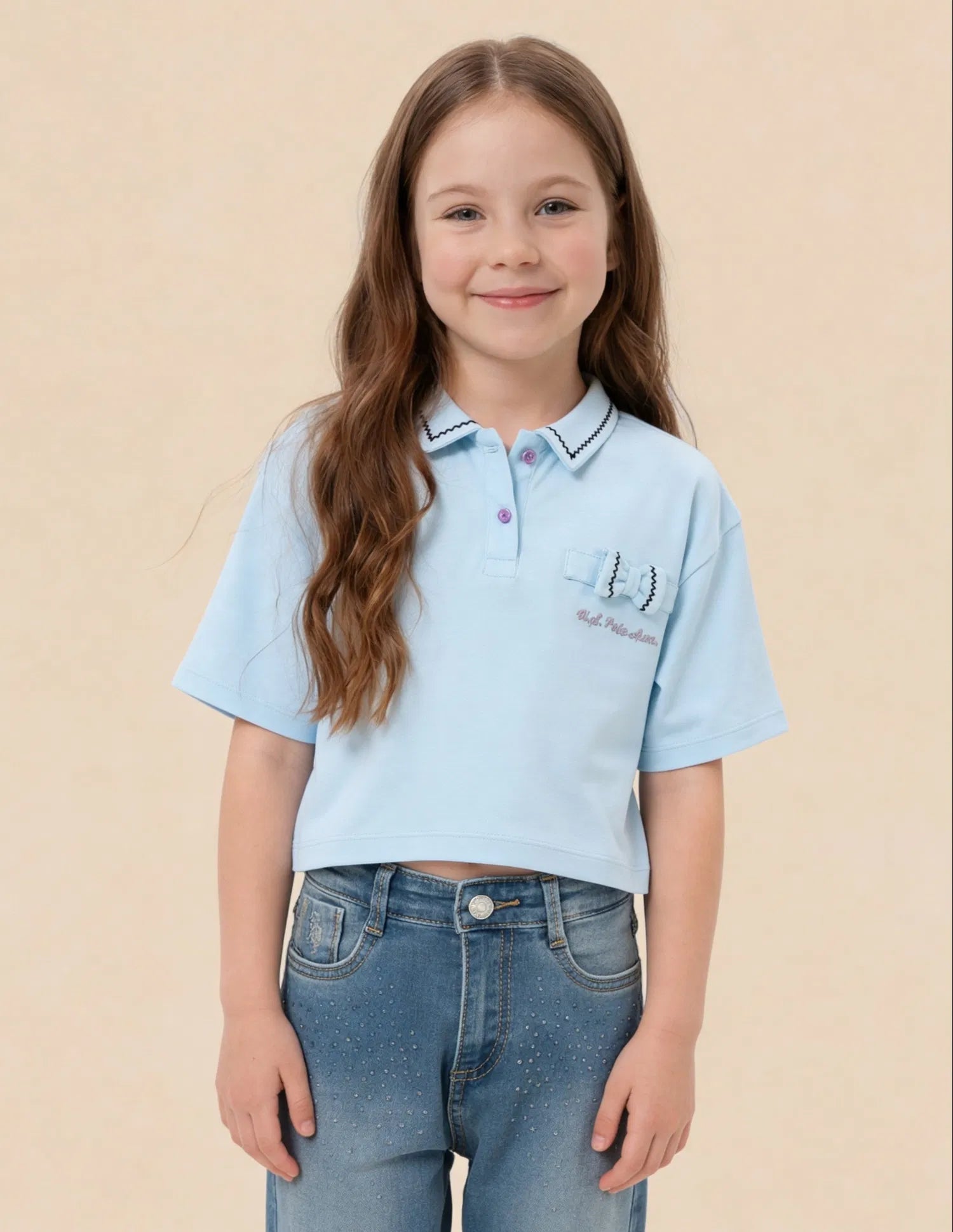 Girls Blue Cotton Solid Regular Fit Top