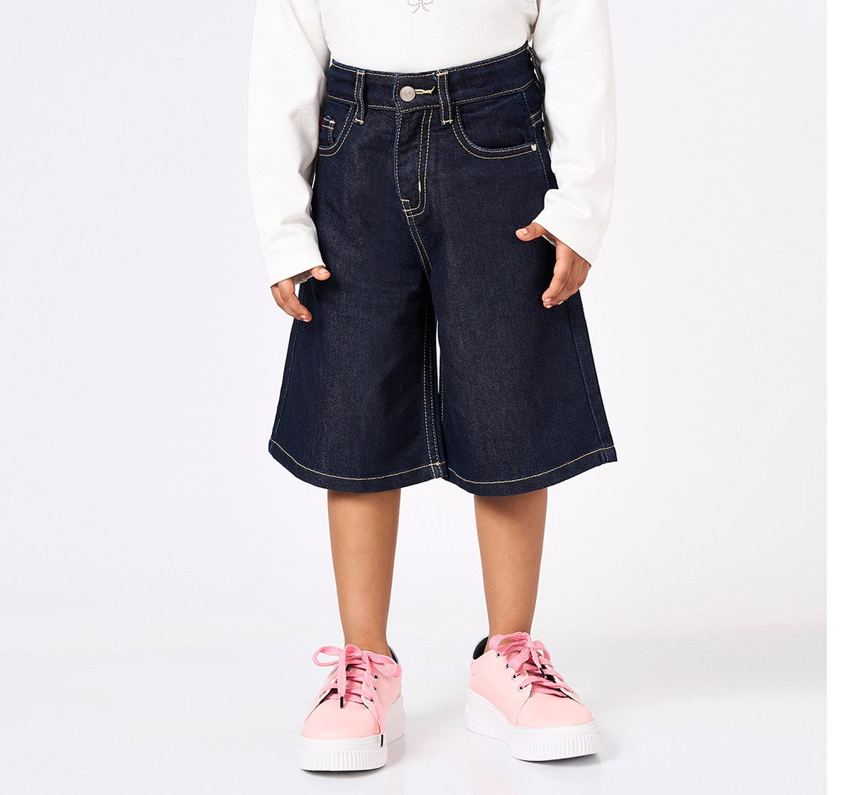 Mid Wash Jorts Blue