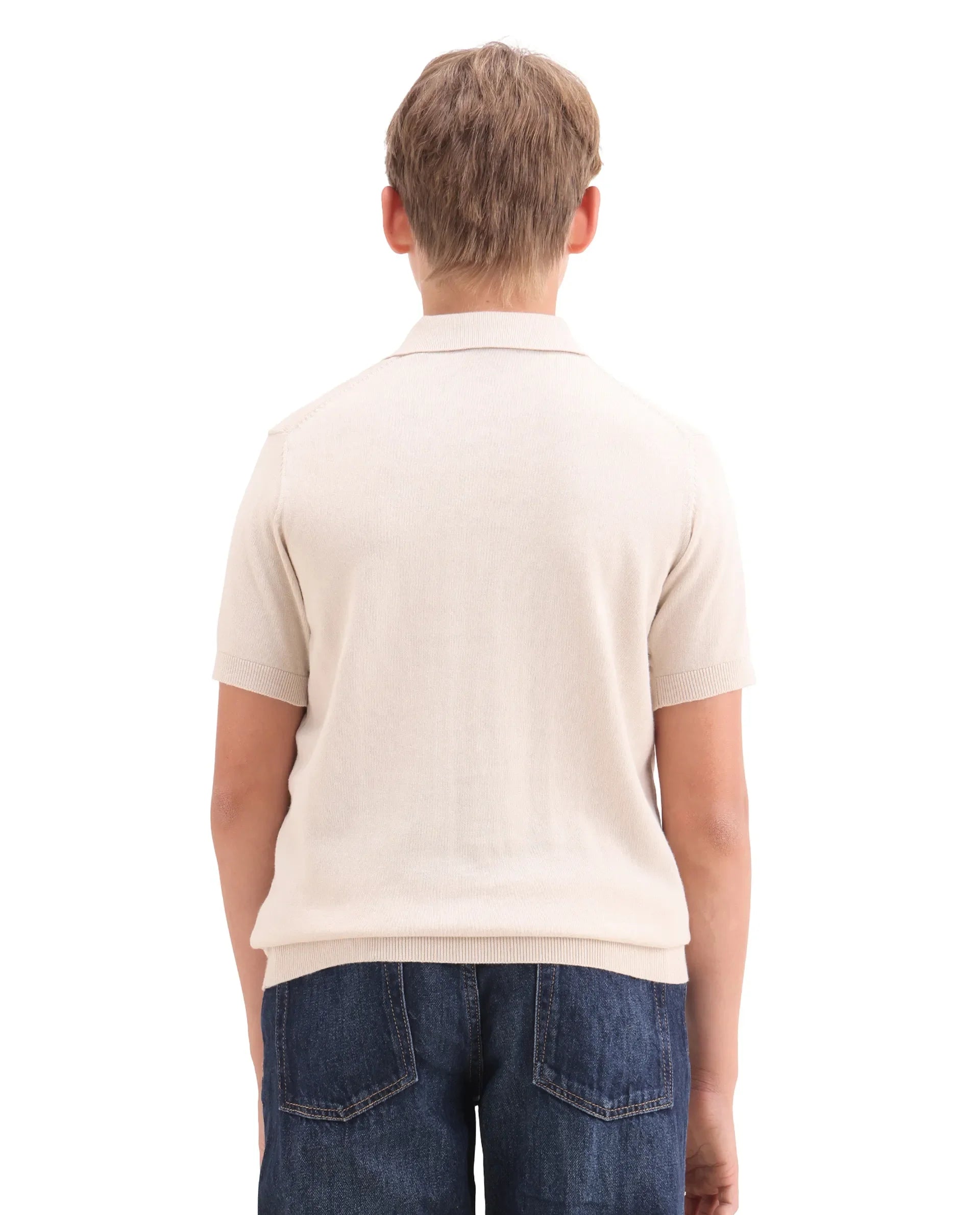 Rare Ones Boys Light Beige Cotton Regular Fit Polo