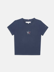 Boys Navy Solid Crew Neck Knit T-Shirt