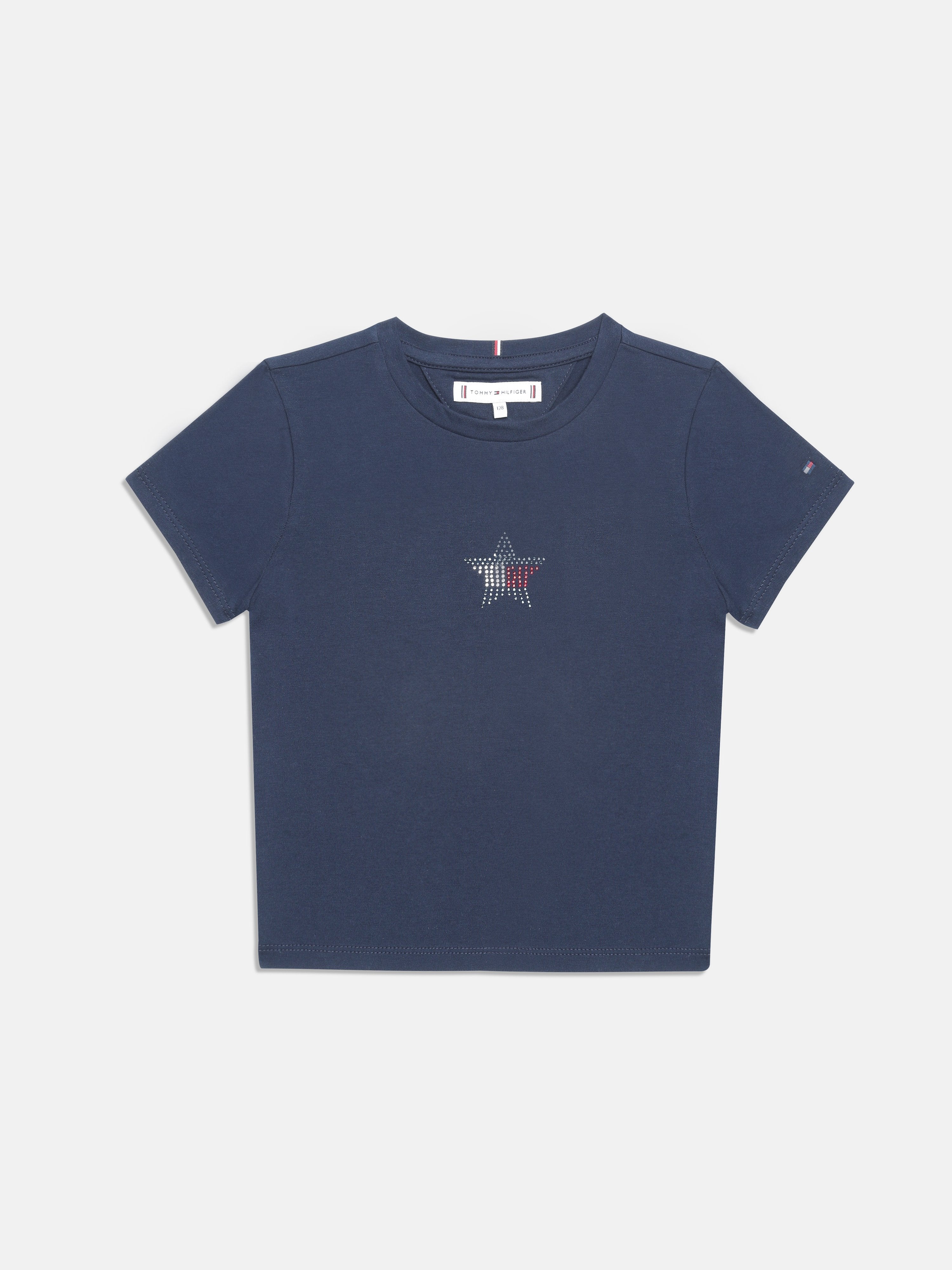 Boys Navy Solid Crew Neck Knit T-Shirt