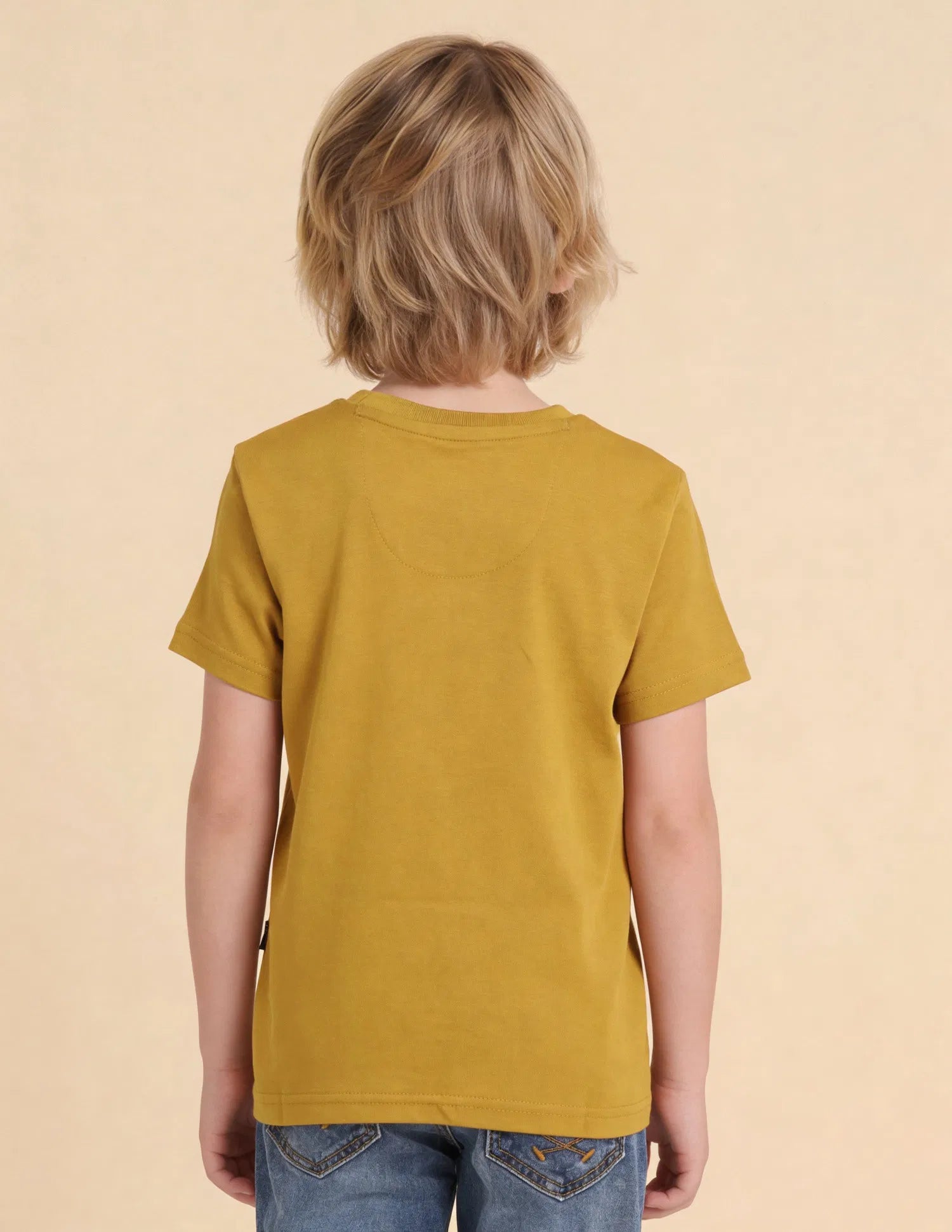 Boys Mustard Cotton Graphic Print Regular Fit T-Shirt