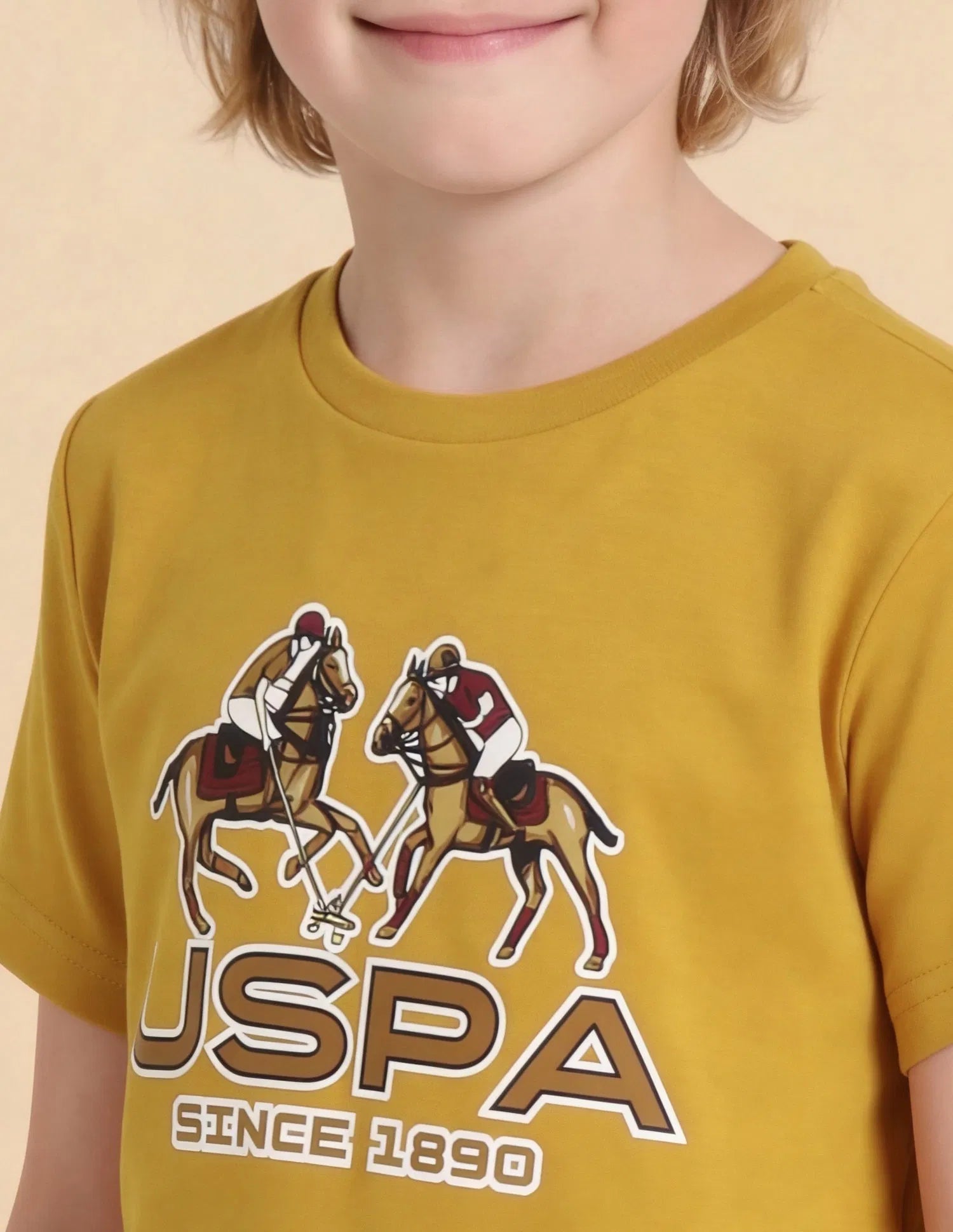 Boys Mustard Cotton Graphic Print Regular Fit T-Shirt