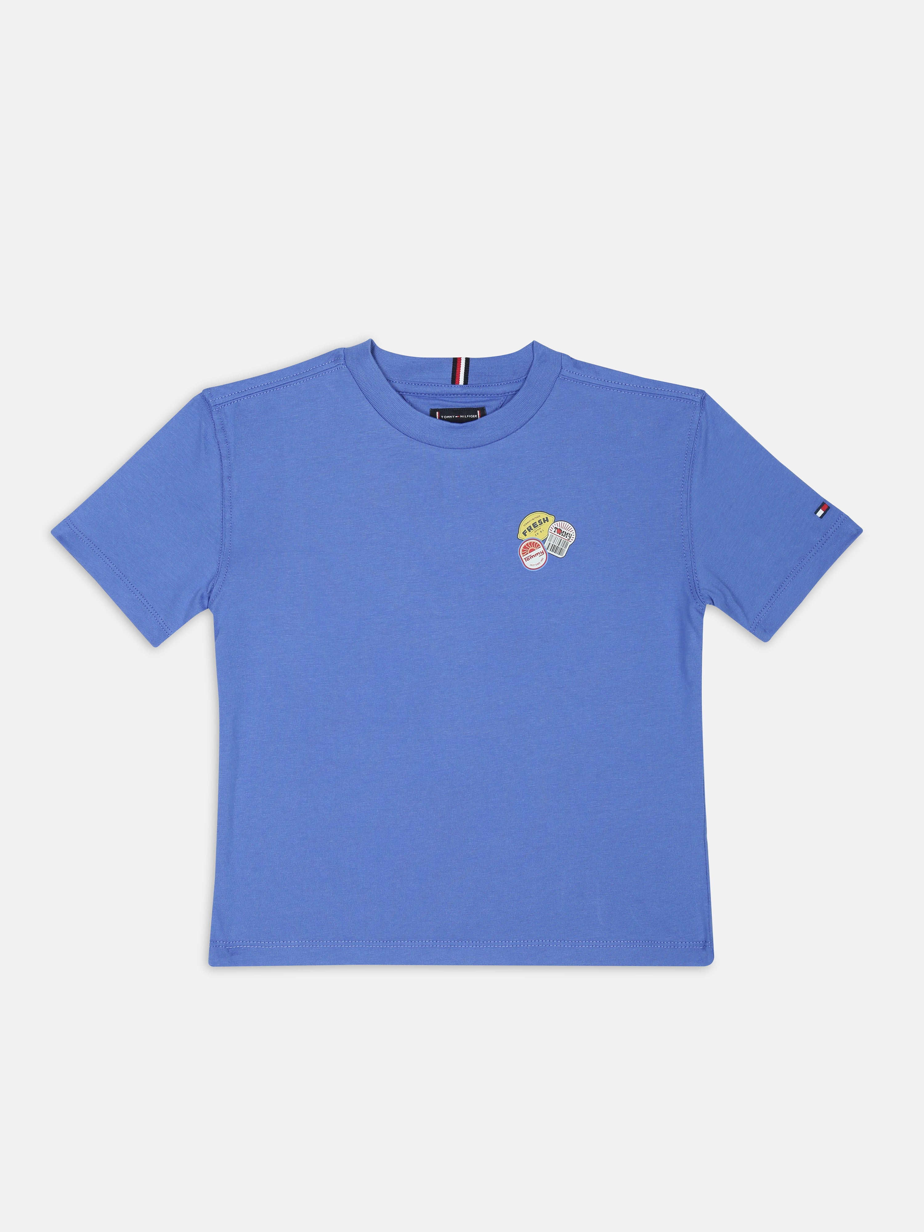 Boys Blue Graphic Cotton Crew Neck Knit Top Classic Fit
