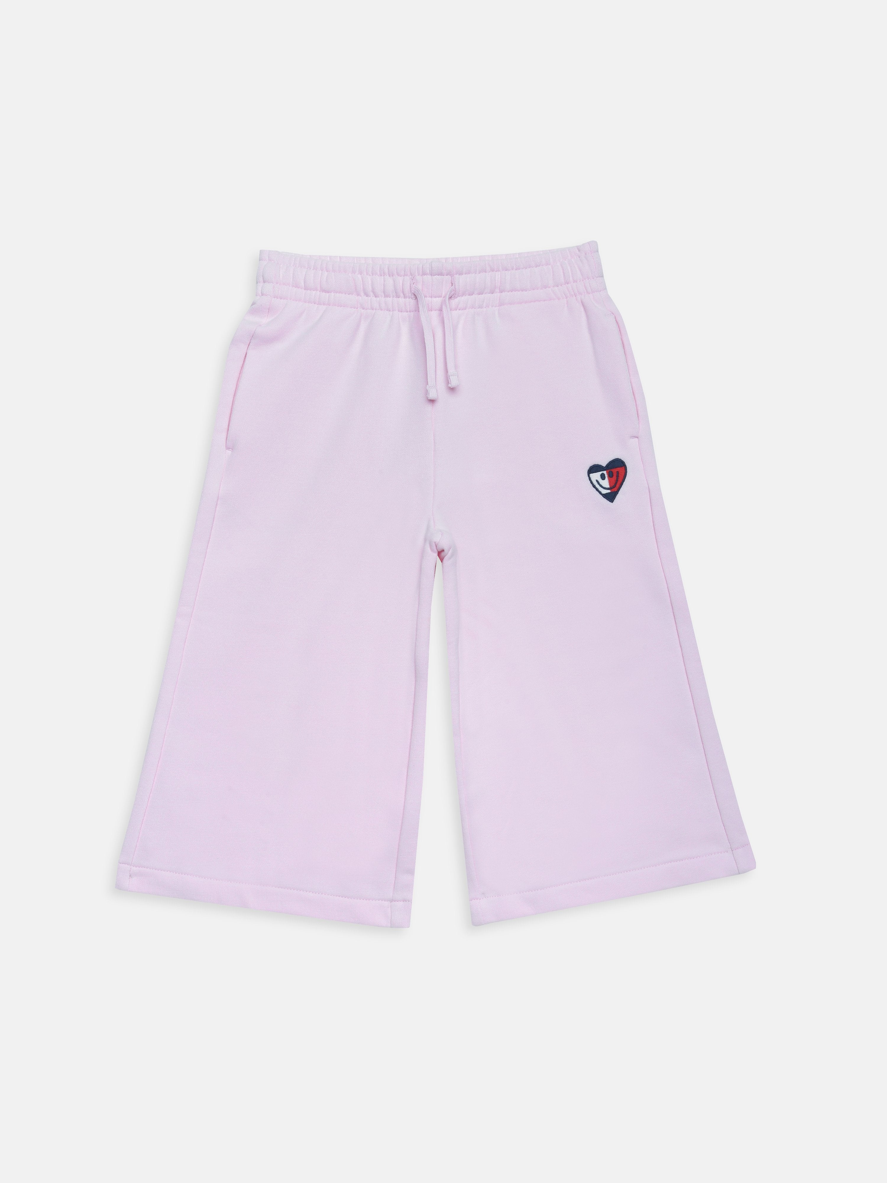 Girls Pink Drawstring Knit Pants with Stretch