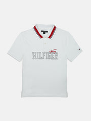 Boys Navy Embroidered Logo Regular Fit Cotton Polo T-Shirt