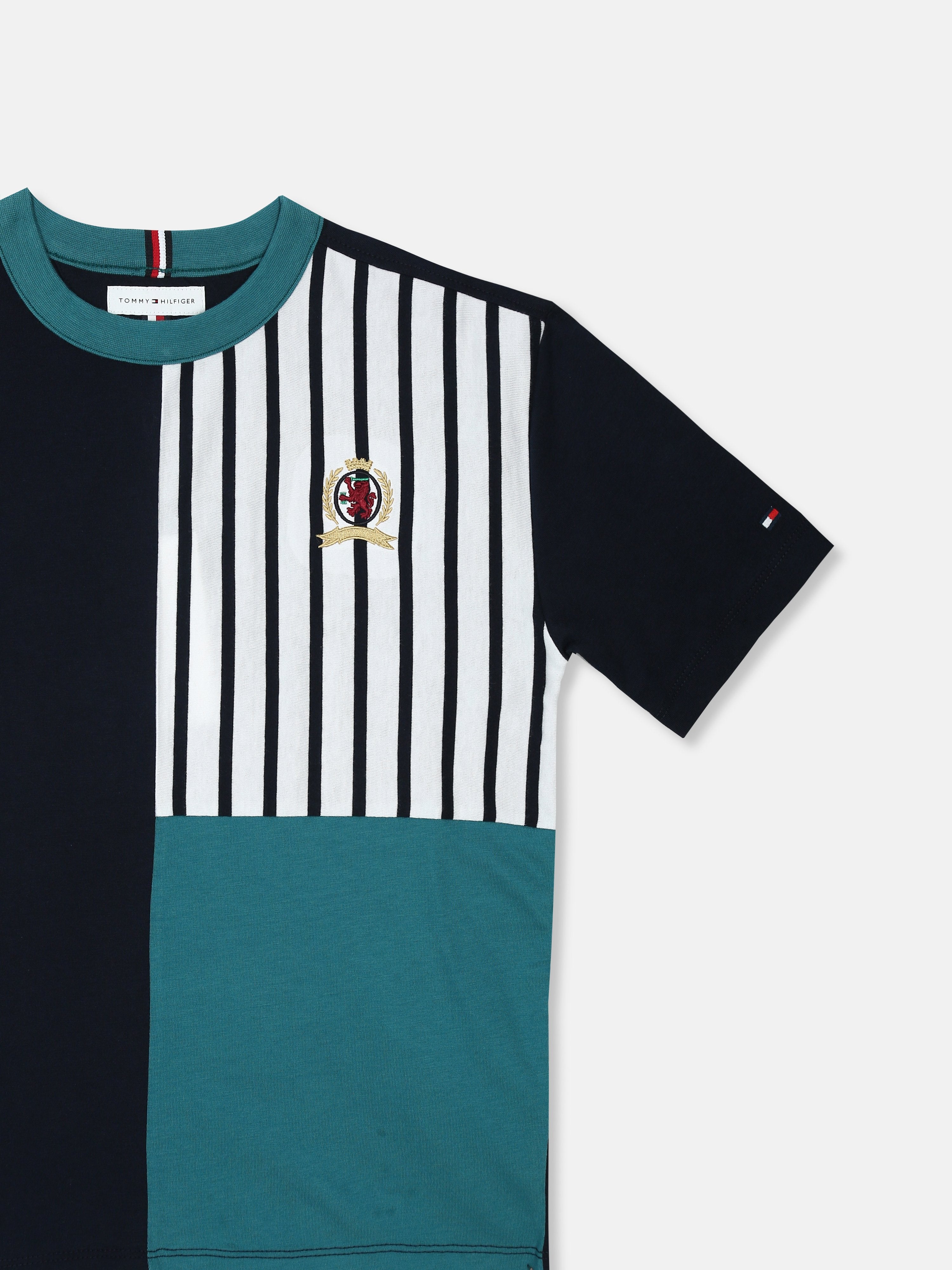 Colorblock Navy Blue Regenerative Cotton T-Shirt for Boys