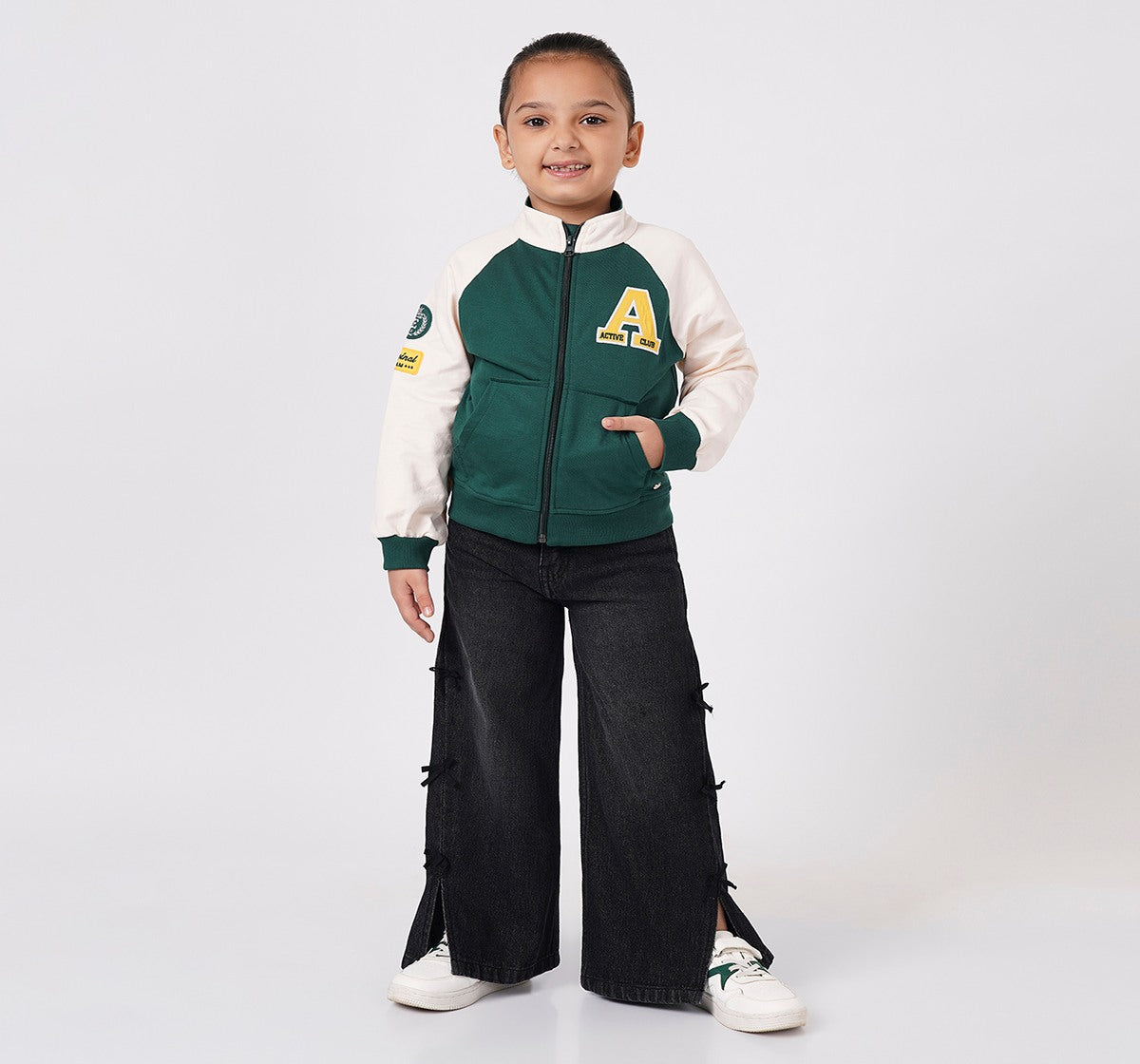 Raglan Sleeve Colorblock Jacket Green