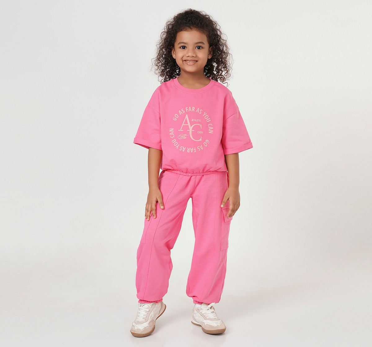 Anti Fit T-Shirt with Jogger Set Pink
