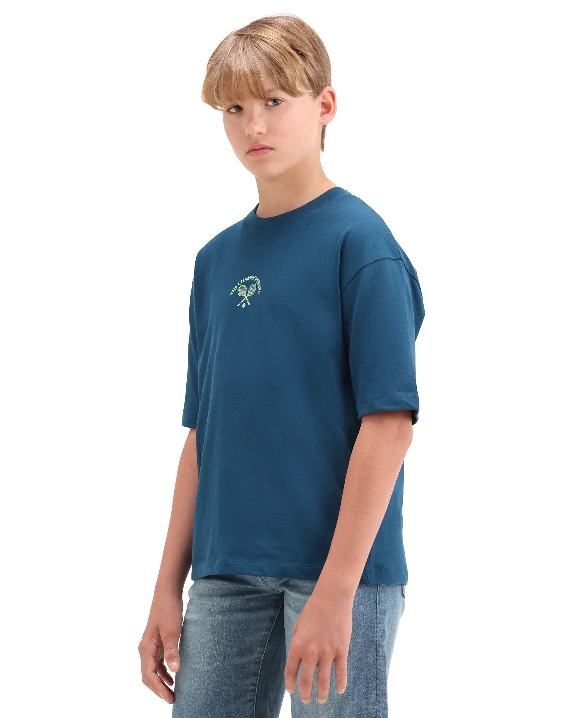 Boys Dark Teal Oversized HD Print T-Shirt