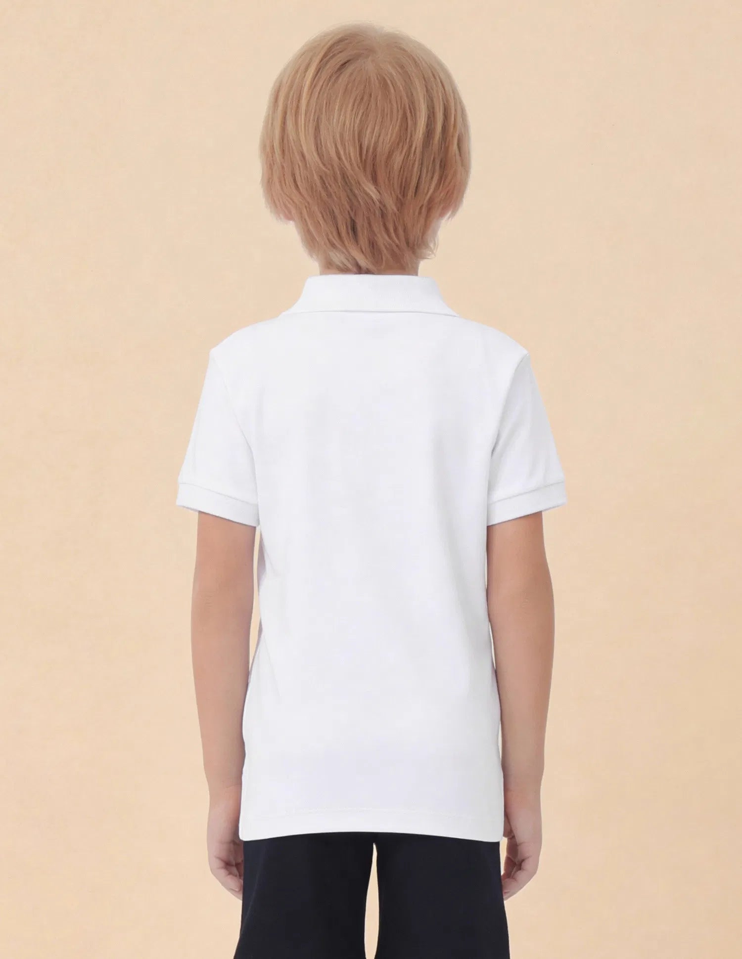 Boys White Cotton Graphic Print Regular Fit Polo Shirt