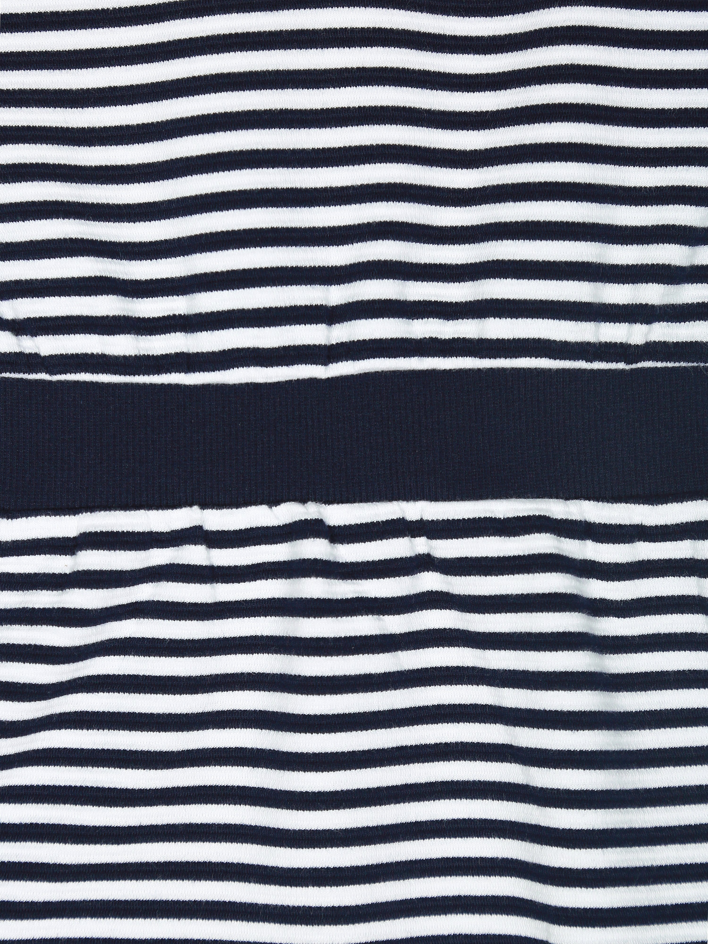 Girls Navy Striped Polo Collar Knee Length Dress